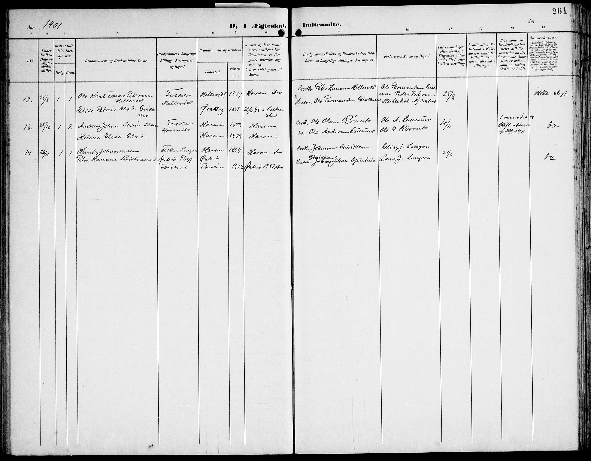 Ministerialprotokoller, klokkerbøker og fødselsregistre - Møre og Romsdal, AV/SAT-A-1454/536/L0511: Parish register (copy) no. 536C06, 1899-1944, p. 261