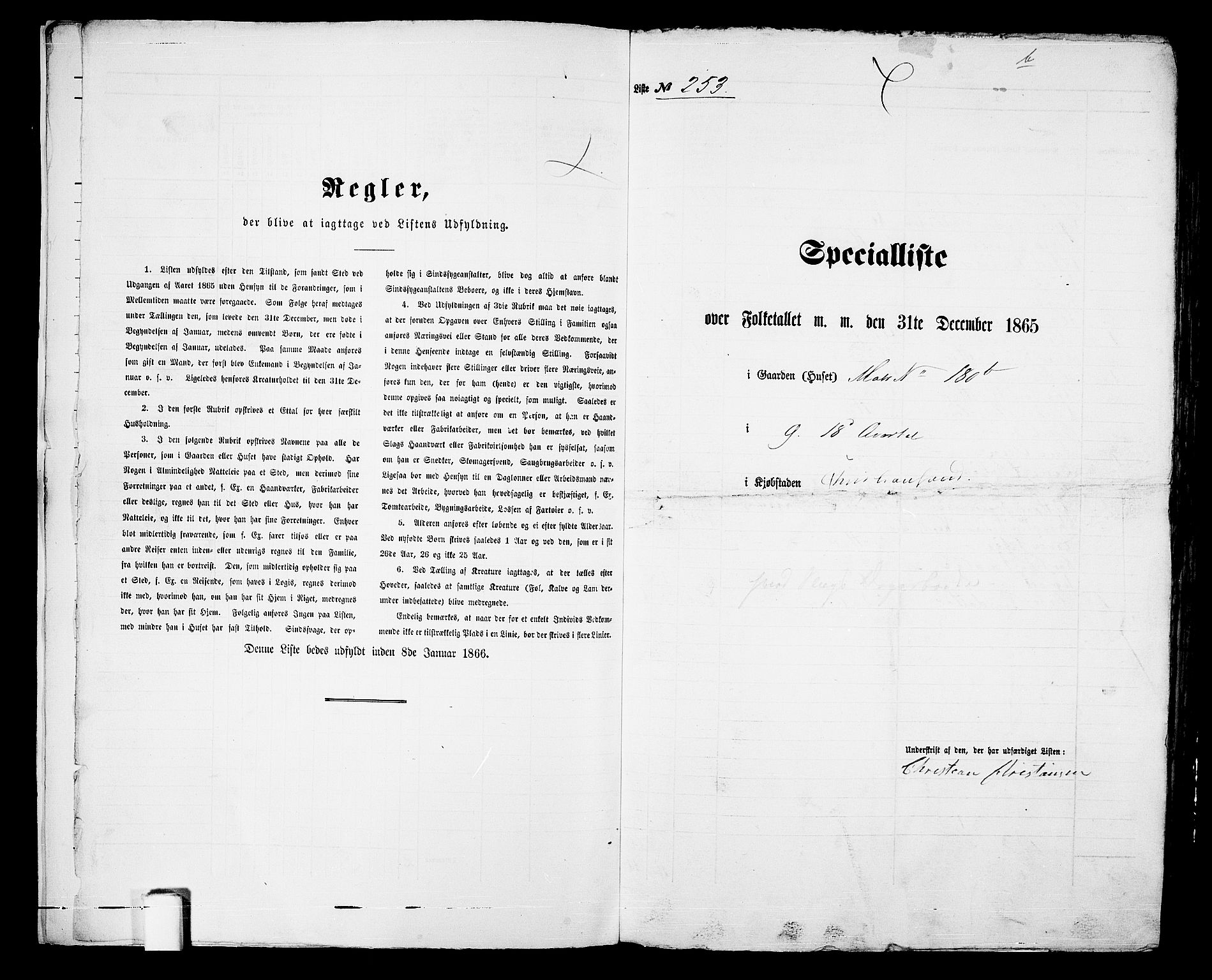 RA, 1865 census for Kristiansand, 1865, p. 528