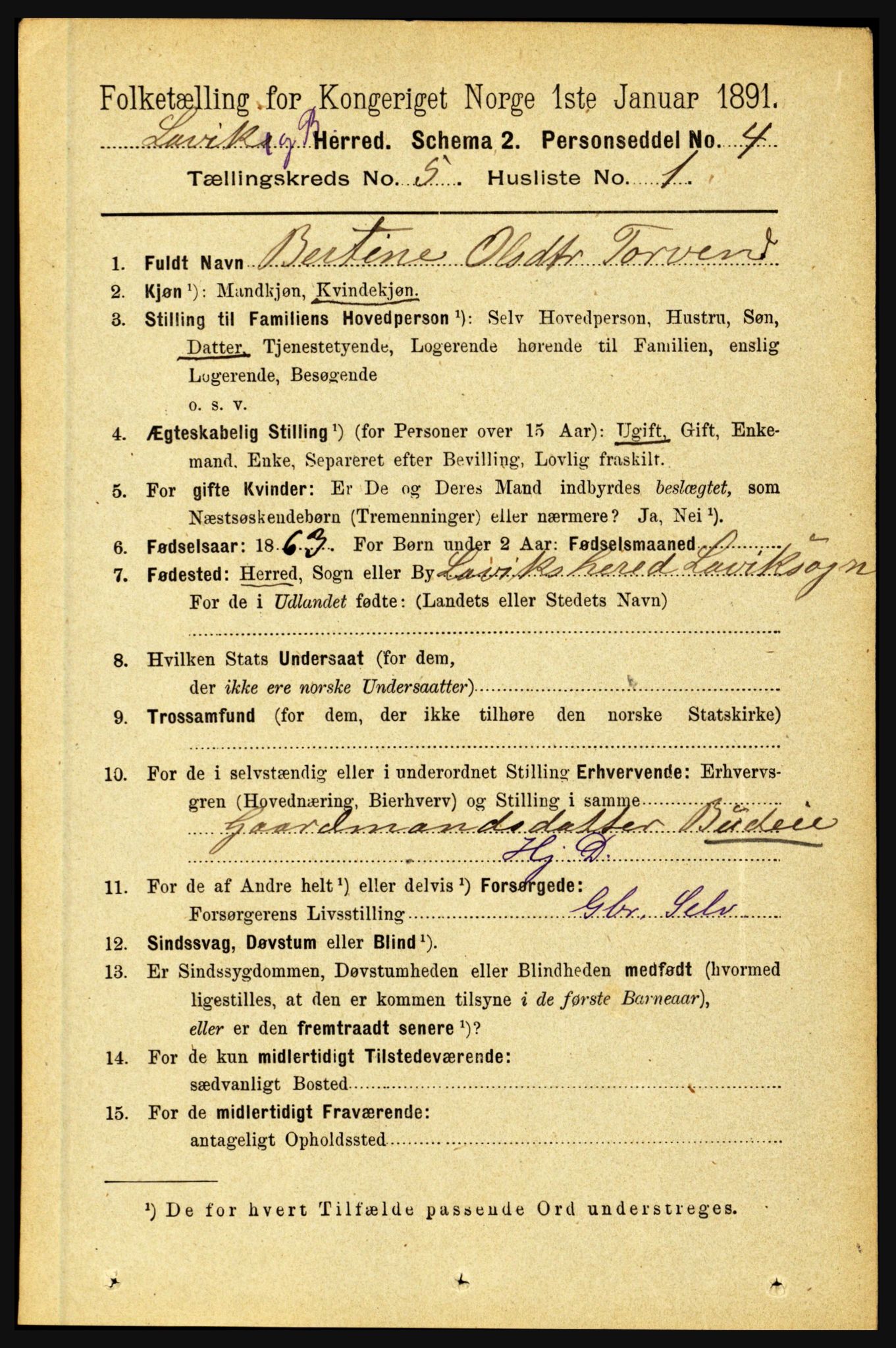 RA, 1891 census for 1415 Lavik og Brekke, 1891, p. 985