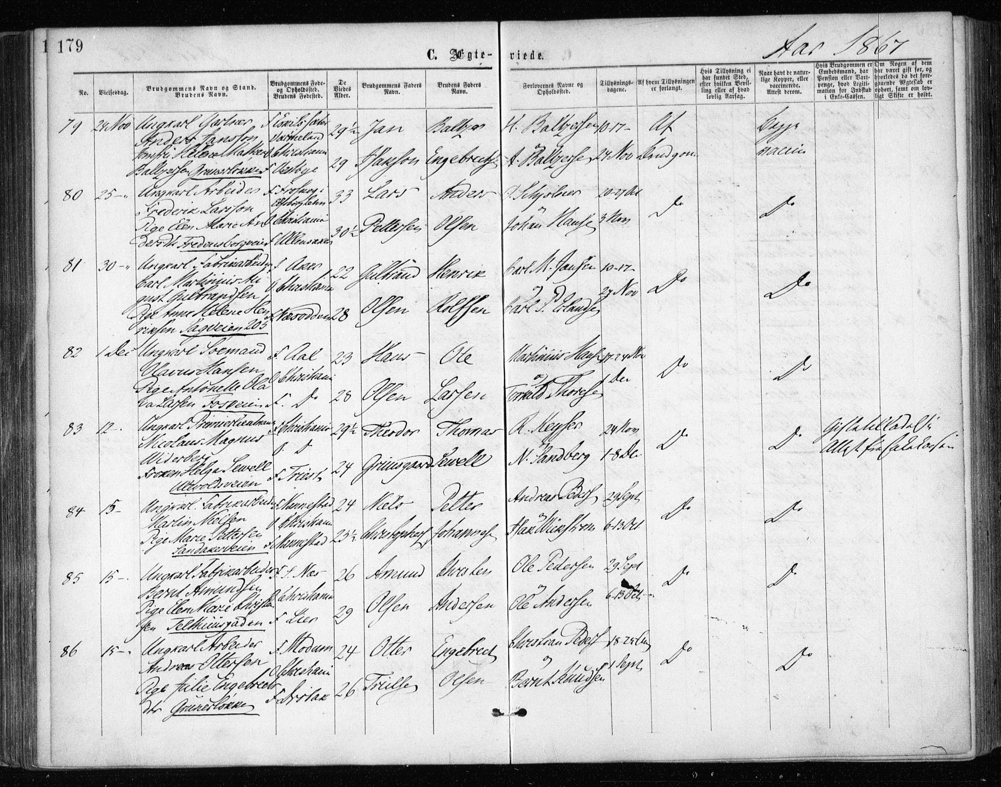 Gamle Aker prestekontor Kirkebøker, AV/SAO-A-10617a/F/L0003: Parish register (official) no. 3, 1865-1873, p. 179