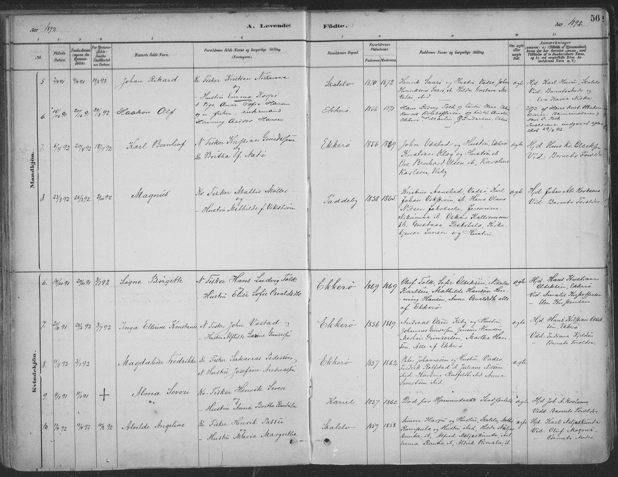 Vadsø sokneprestkontor, SATØ/S-1325/H/Ha/L0009kirke: Parish register (official) no. 9, 1881-1917, p. 56