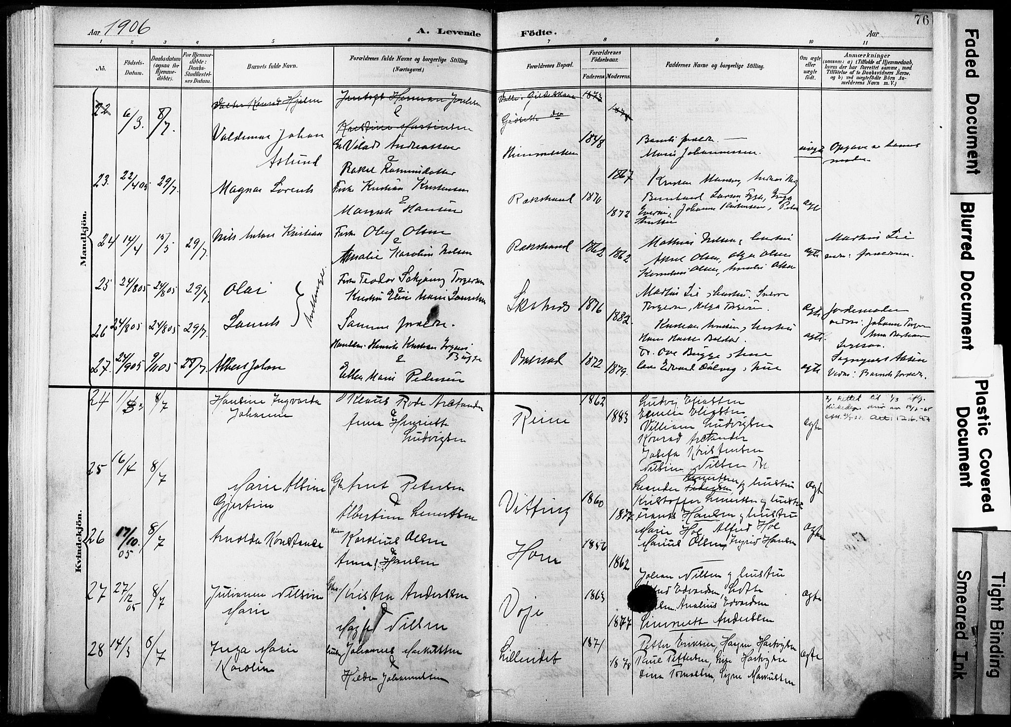 Ministerialprotokoller, klokkerbøker og fødselsregistre - Nordland, SAT/A-1459/881/L1151: Parish register (official) no. 881A04, 1899-1907, p. 76