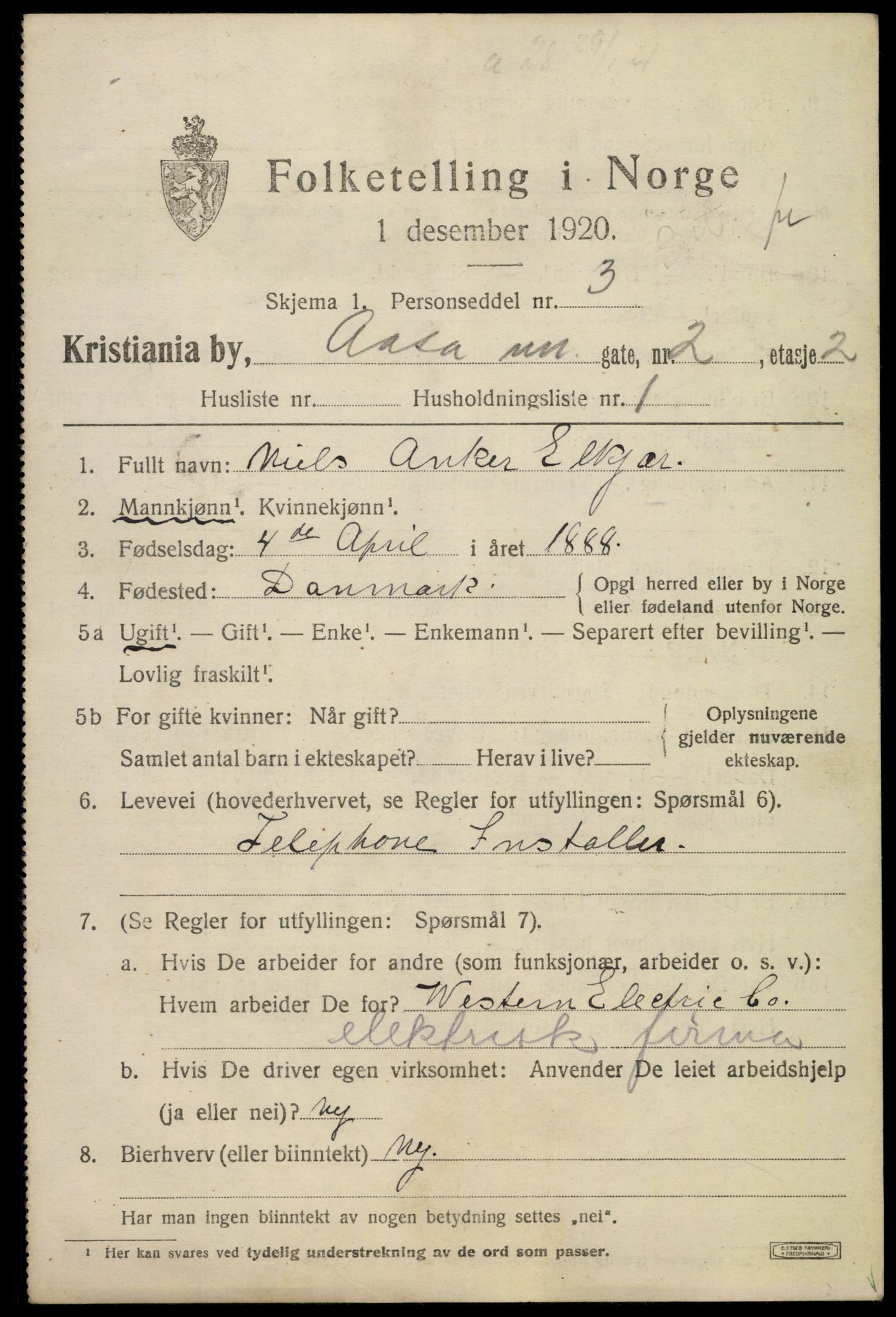 SAO, 1920 census for Kristiania, 1920, p. 136187