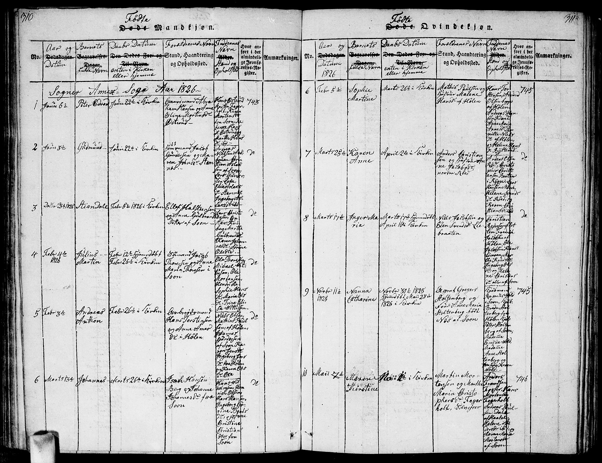 Vestby prestekontor Kirkebøker, SAO/A-10893/F/Fa/L0005: Parish register (official) no. I 5, 1814-1827, p. 310-311