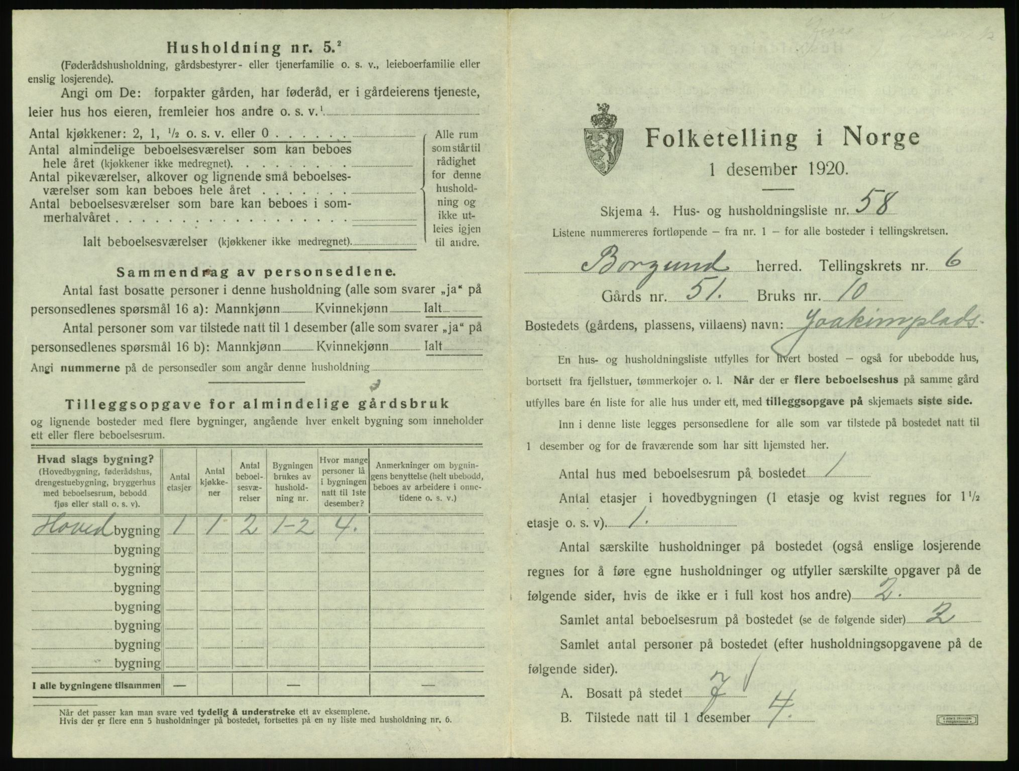 SAT, 1920 census for Borgund, 1920, p. 668