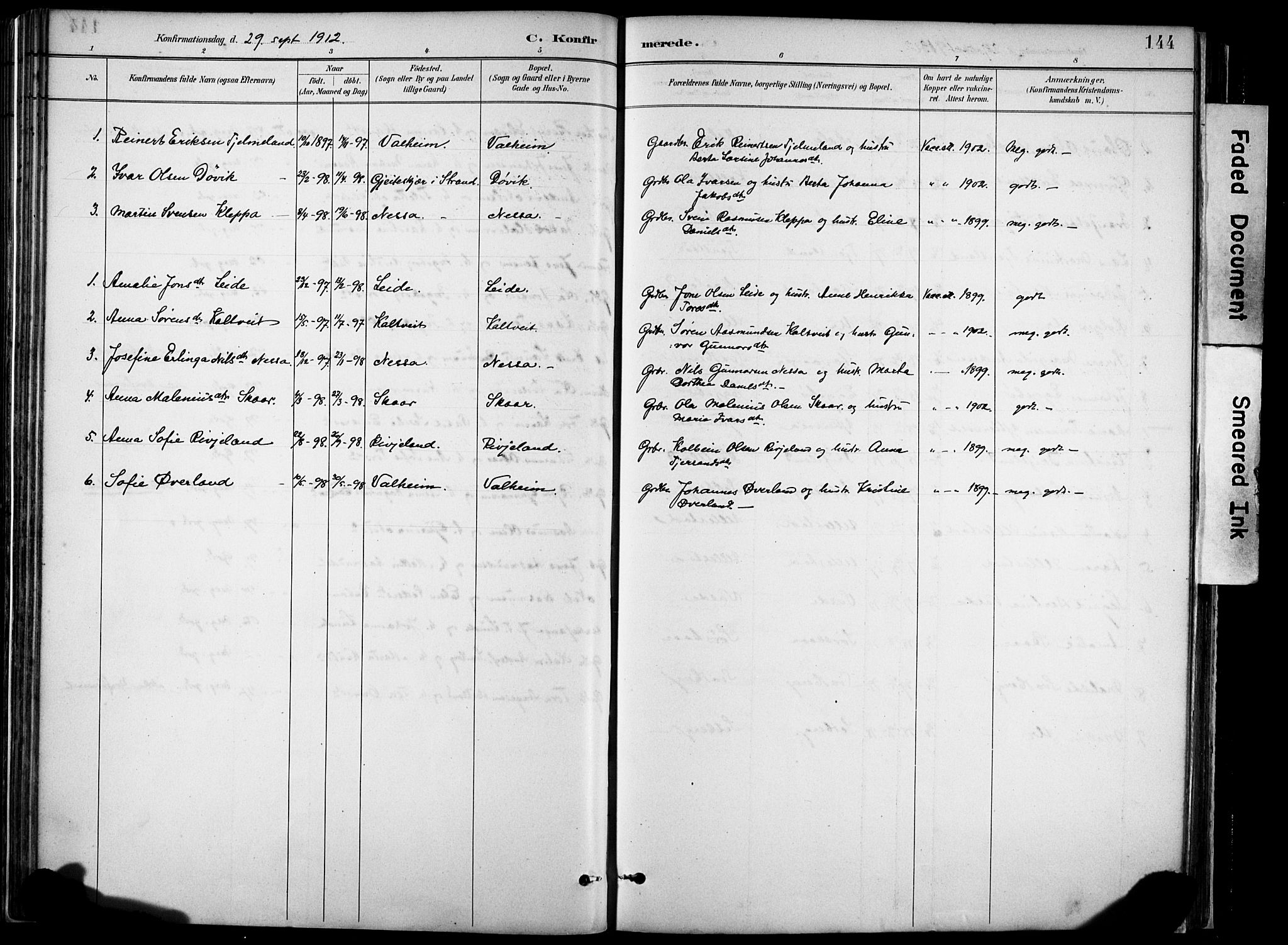 Hjelmeland sokneprestkontor, AV/SAST-A-101843/02/A/L0001: Parish register (official) no. A 16, 1887-1926, p. 144