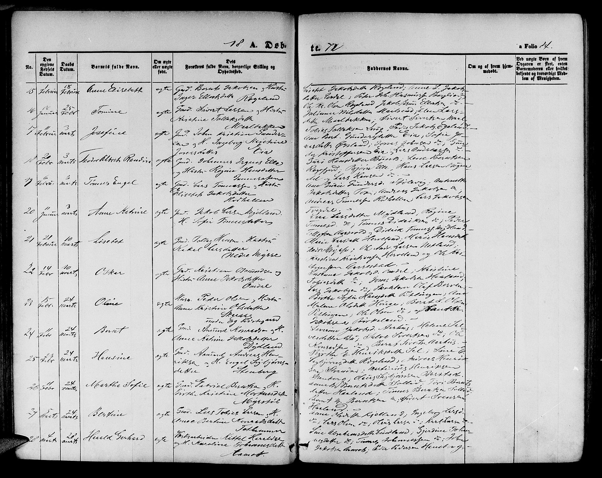 Sokndal sokneprestkontor, SAST/A-101808: Parish register (copy) no. B 3, 1865-1879, p. 84