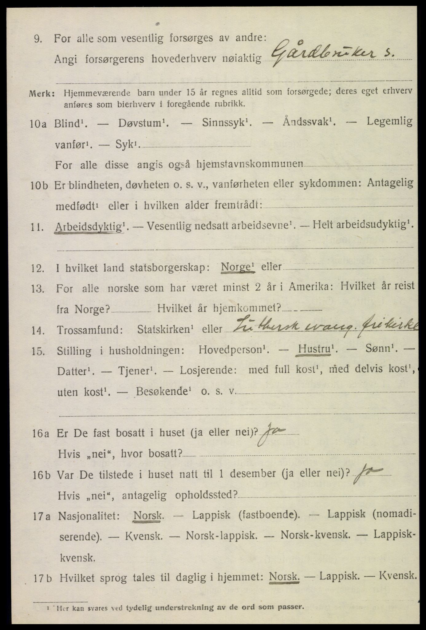 SAT, 1920 census for Ytterøy, 1920, p. 1014