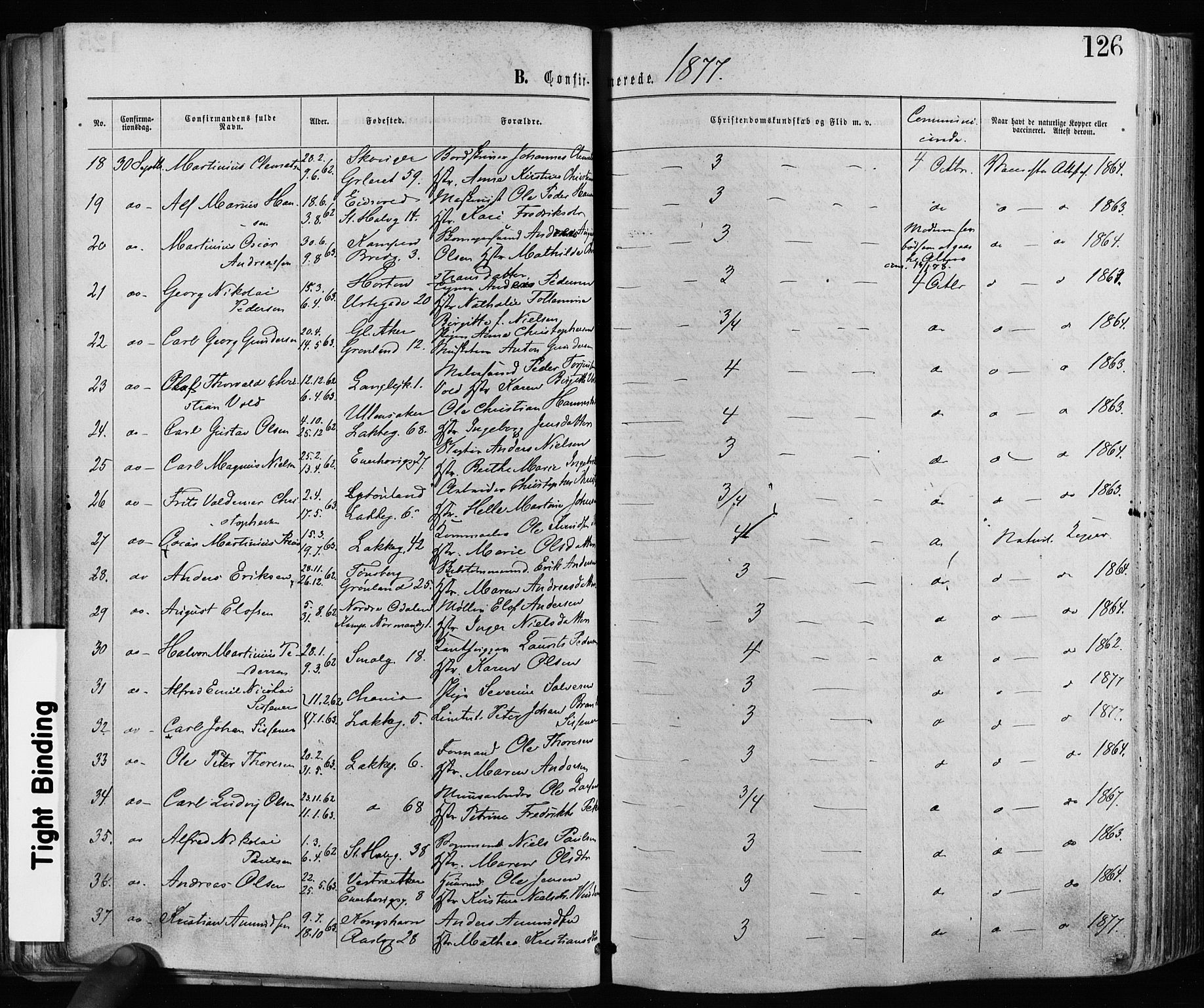 Grønland prestekontor Kirkebøker, AV/SAO-A-10848/F/Fa/L0005: Parish register (official) no. 5, 1869-1880, p. 126