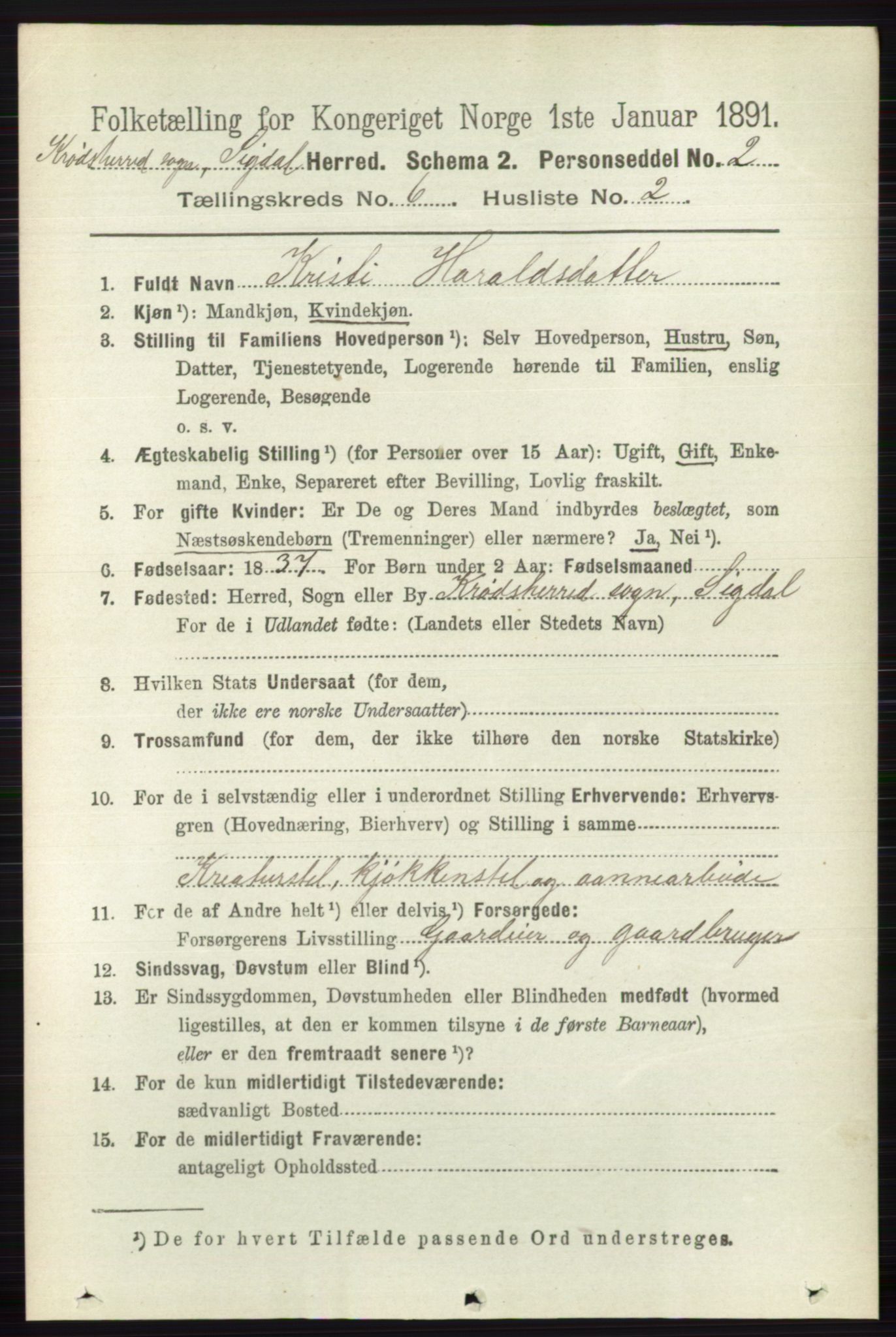 RA, 1891 census for 0621 Sigdal, 1891, p. 6641