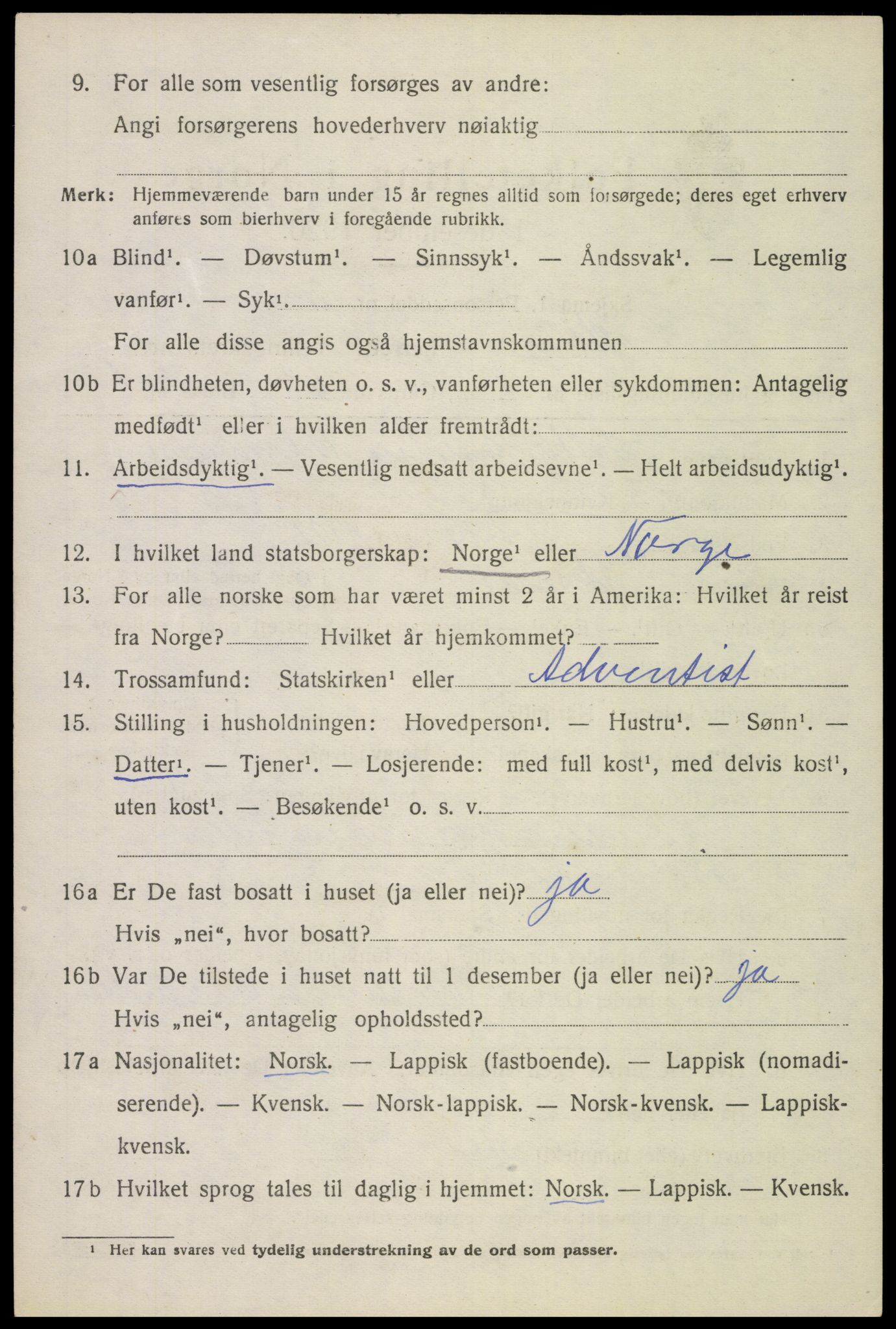 SAT, 1920 census for Øksnes, 1920, p. 4845