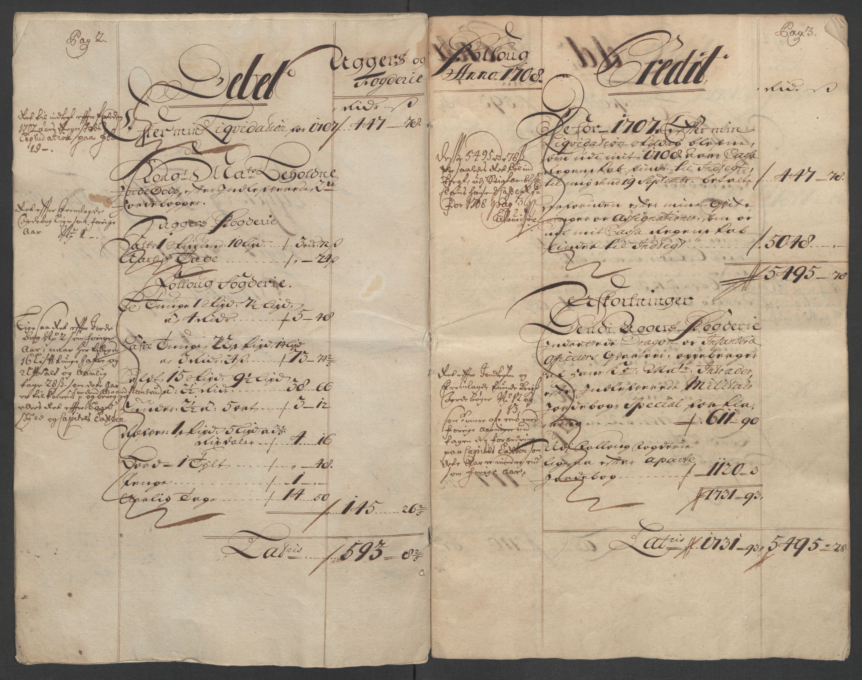 Rentekammeret inntil 1814, Reviderte regnskaper, Fogderegnskap, AV/RA-EA-4092/R10/L0447: Fogderegnskap Aker og Follo, 1707-1709, p. 222