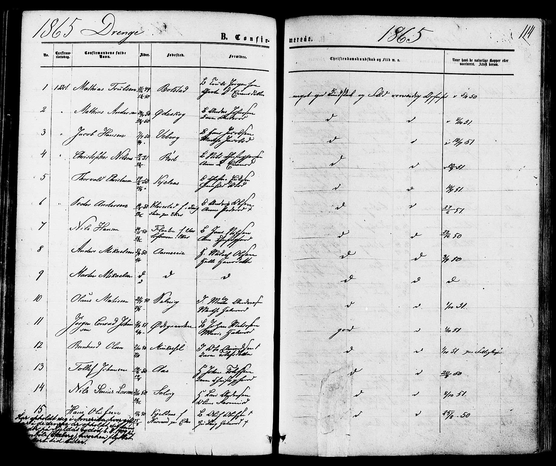Sande Kirkebøker, SAKO/A-53/F/Fa/L0005: Parish register (official) no. 5, 1865-1877, p. 114