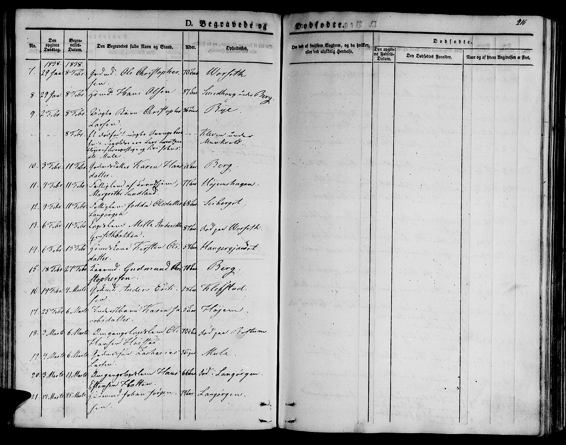 Ministerialprotokoller, klokkerbøker og fødselsregistre - Sør-Trøndelag, AV/SAT-A-1456/612/L0374: Parish register (official) no. 612A07 /1, 1829-1845, p. 216