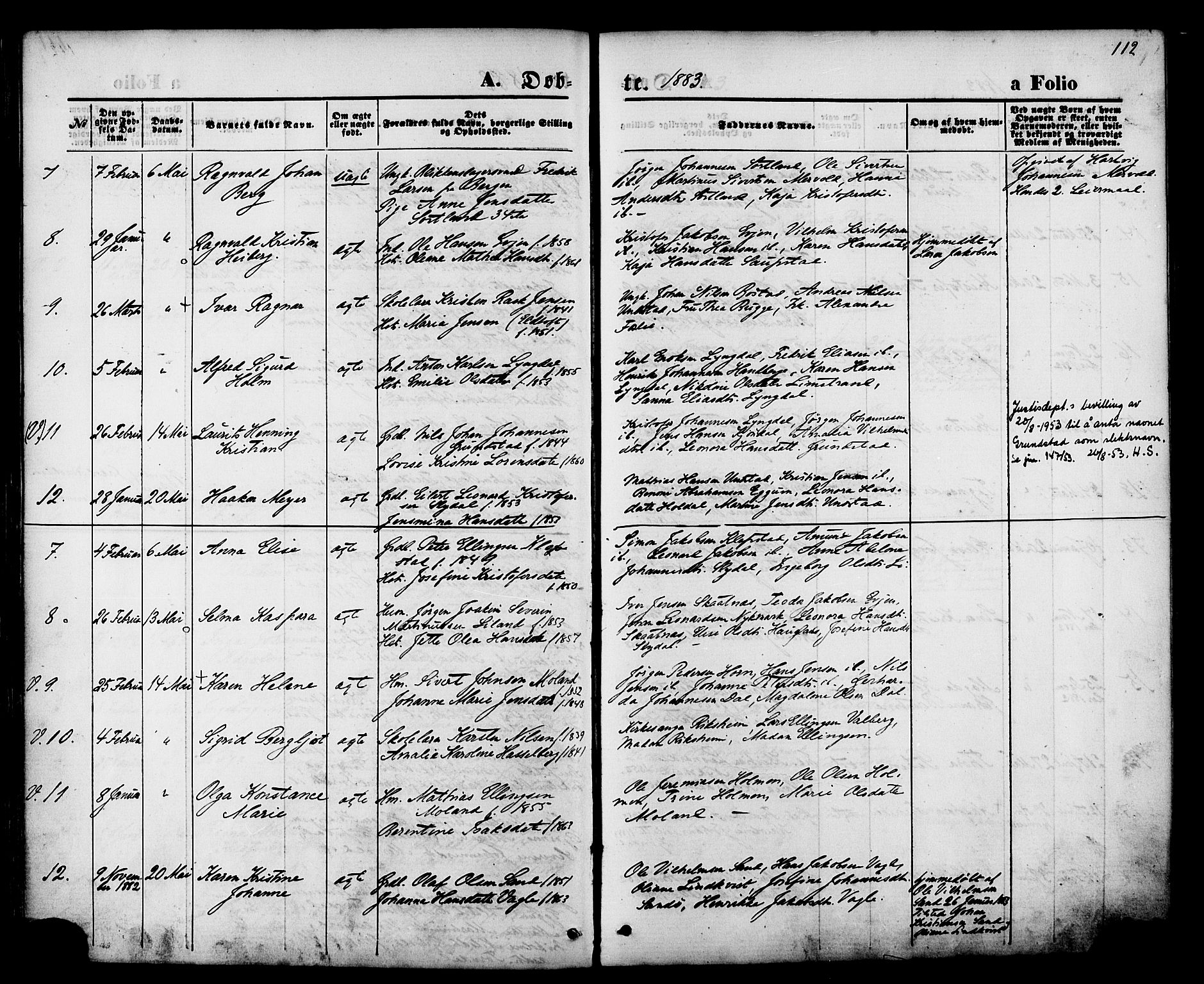 Ministerialprotokoller, klokkerbøker og fødselsregistre - Nordland, AV/SAT-A-1459/880/L1132: Parish register (official) no. 880A06, 1869-1887, p. 112