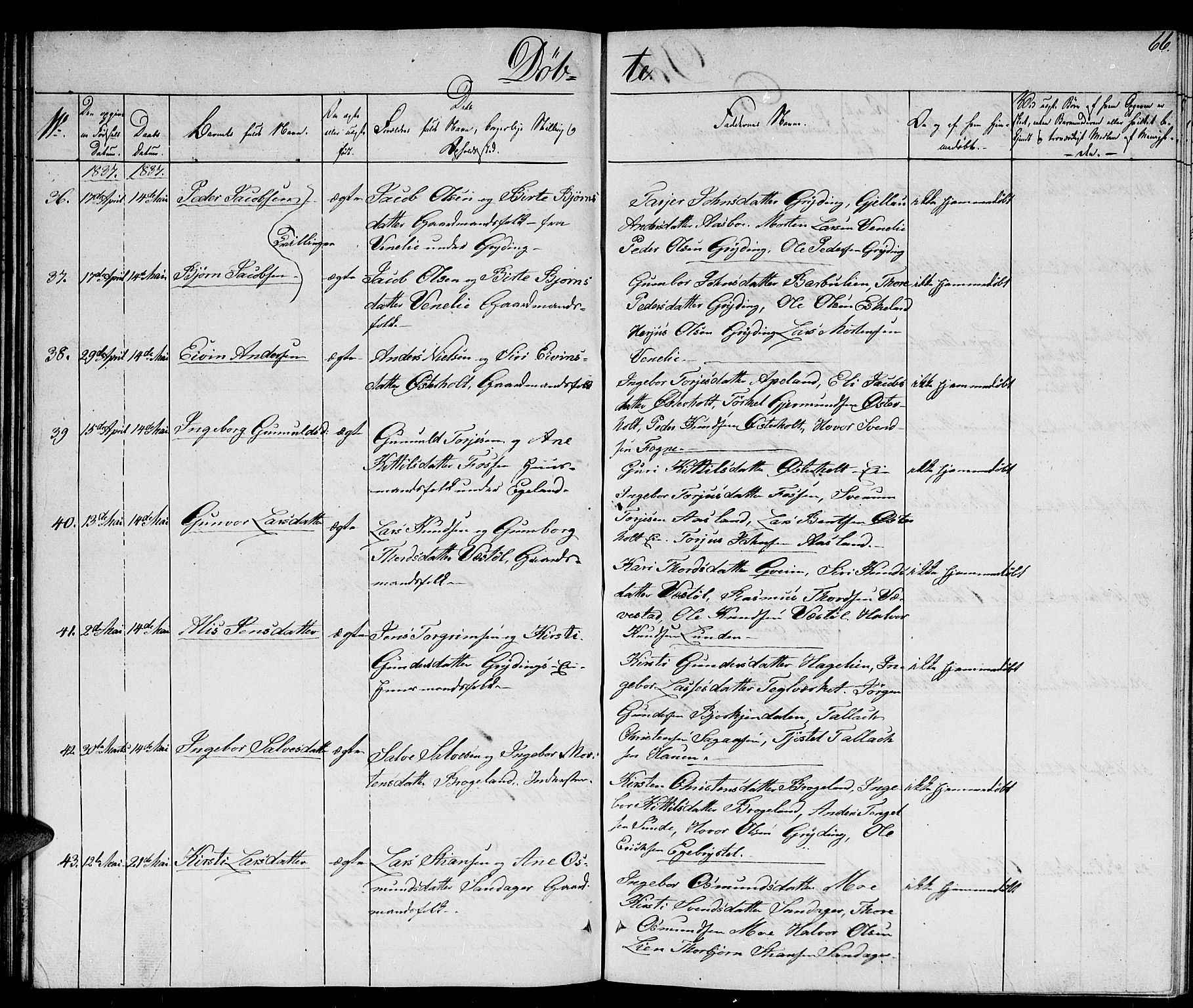 Gjerstad sokneprestkontor, AV/SAK-1111-0014/F/Fb/Fba/L0003: Parish register (copy) no. B 3, 1829-1844, p. 66