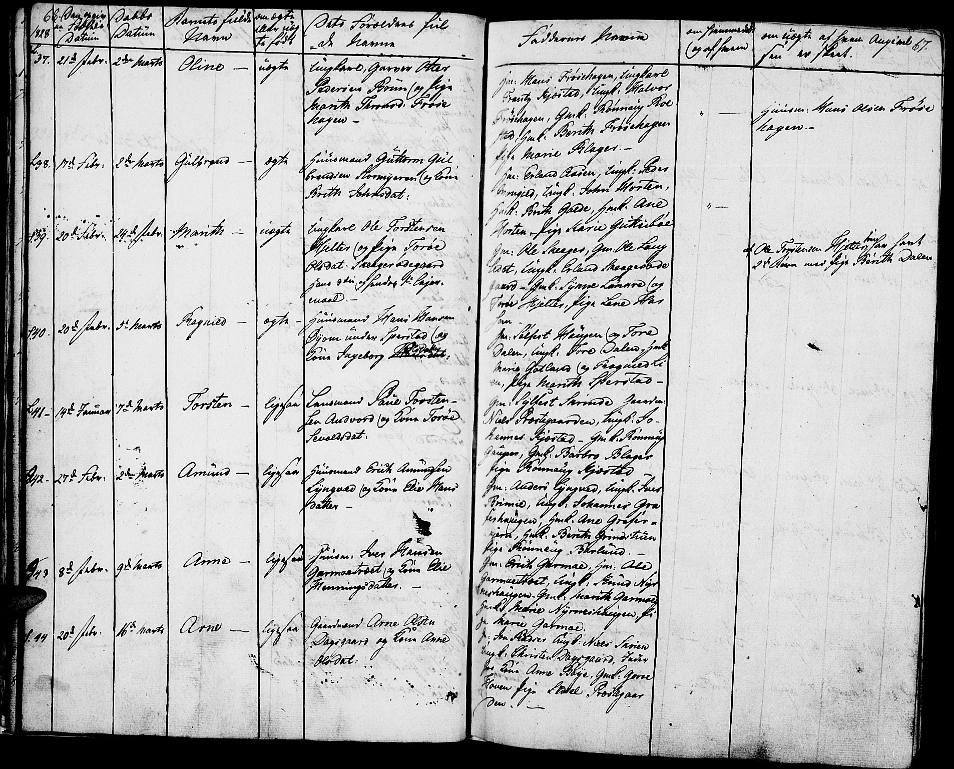 Lom prestekontor, SAH/PREST-070/K/L0005: Parish register (official) no. 5, 1825-1837, p. 66-67