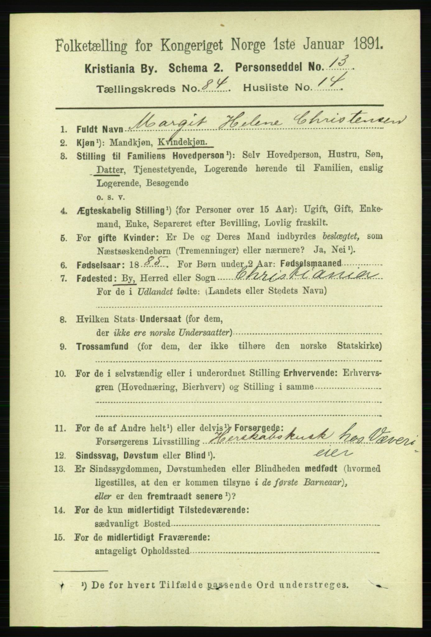 RA, 1891 census for 0301 Kristiania, 1891, p. 42797