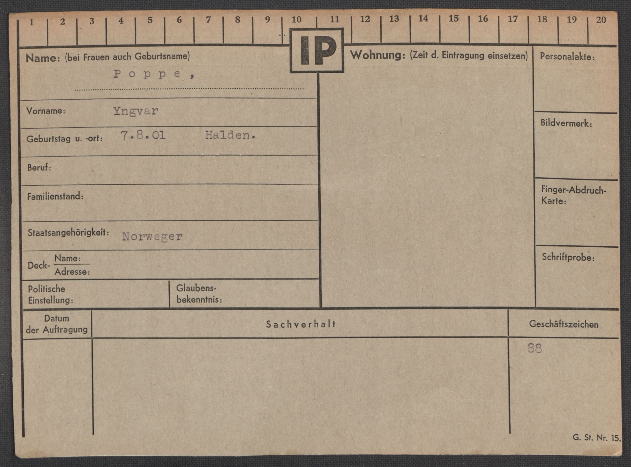 Befehlshaber der Sicherheitspolizei und des SD, AV/RA-RAFA-5969/E/Ea/Eaa/L0008: Register over norske fanger i Møllergata 19: Oelze-Ru, 1940-1945, p. 922