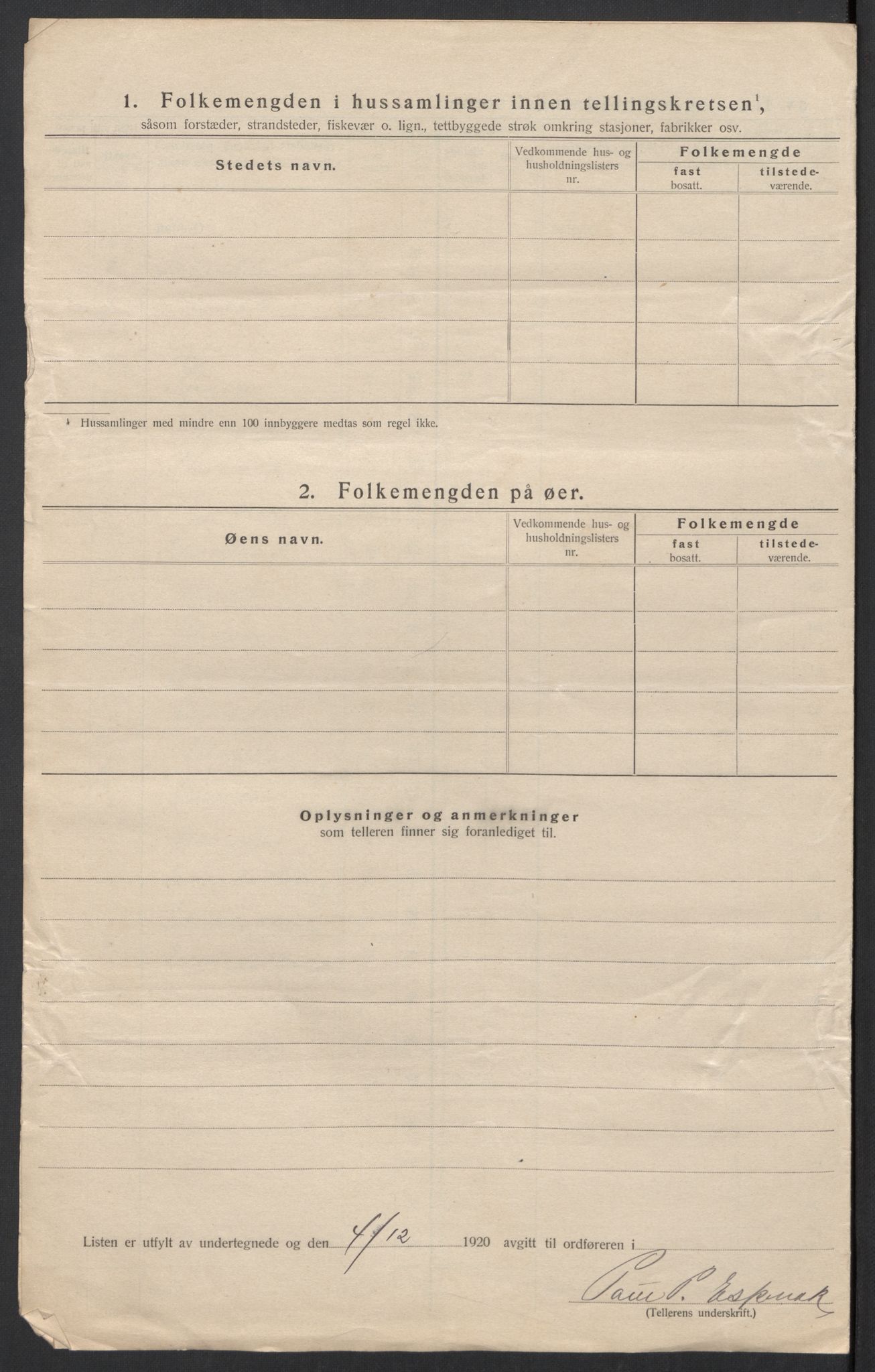 SAT, 1920 census for Volda, 1920, p. 92