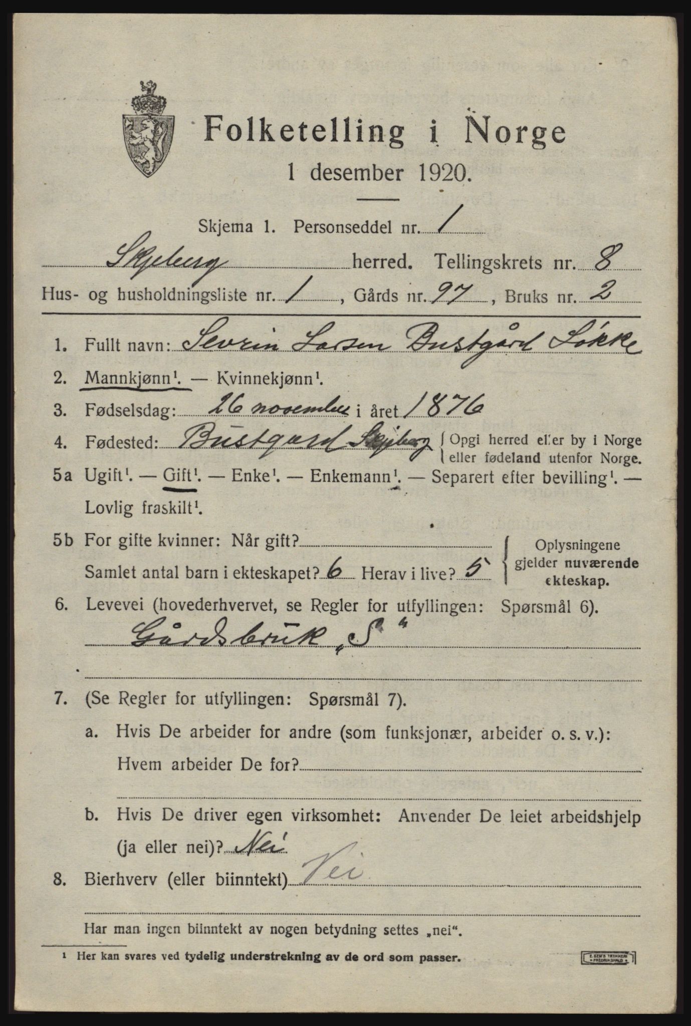 SAO, 1920 census for Skjeberg, 1920, p. 7883