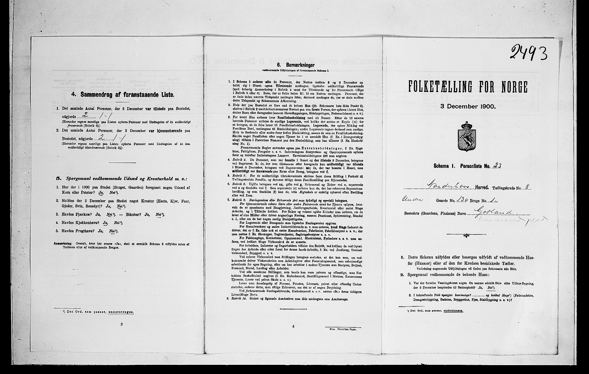 RA, 1900 census for Norderhov, 1900, p. 1658