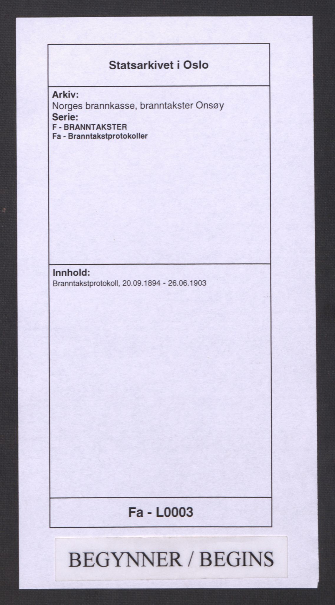 Norges brannkasse, branntakster Onsøy, AV/SAO-A-11074/F/Fa/L0003: Branntakstprotokoll, 1894-1903