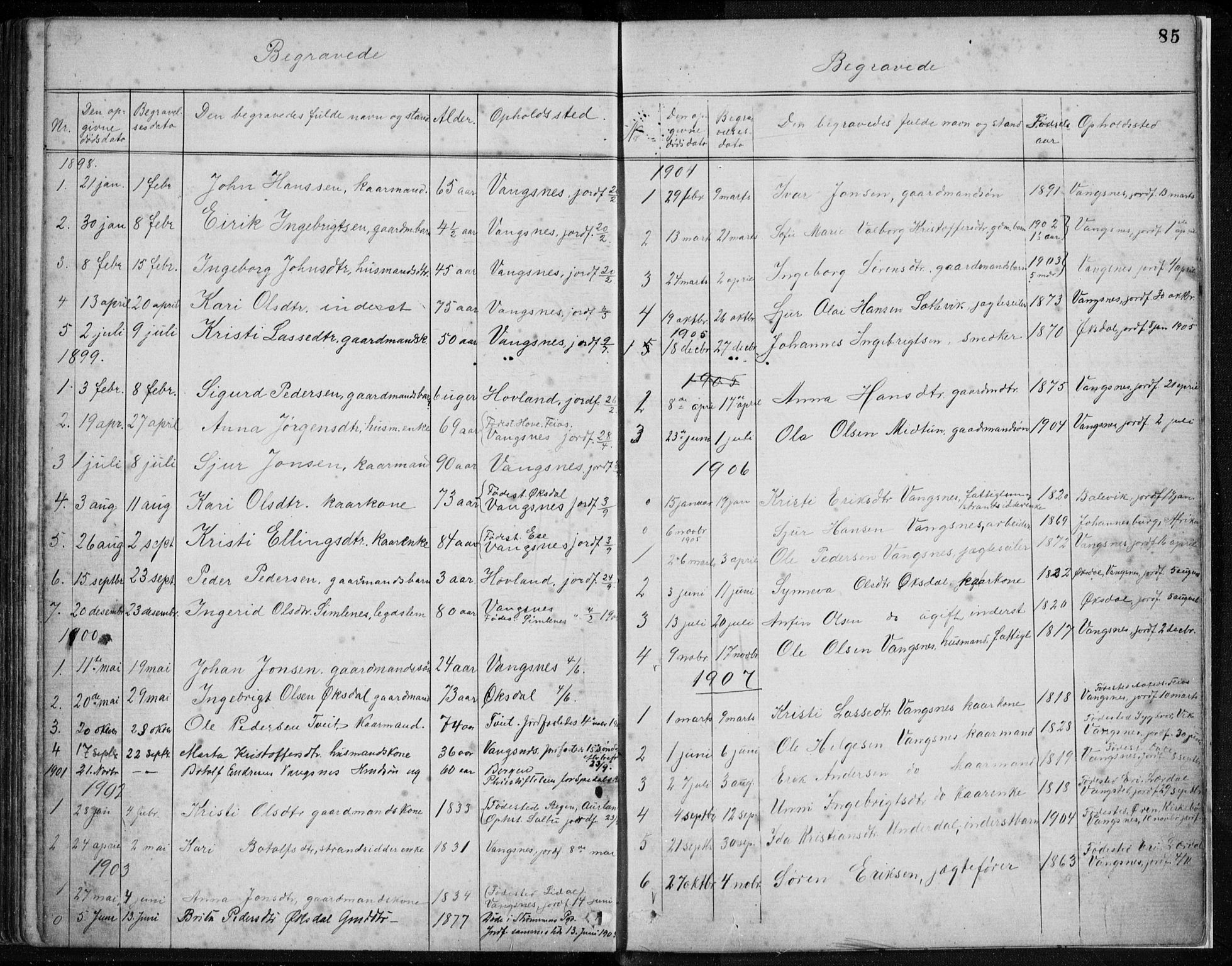 Vik sokneprestembete, AV/SAB-A-81501/H/Hab/Habc/L0002: Parish register (copy) no. C 2, 1880-1934, p. 85