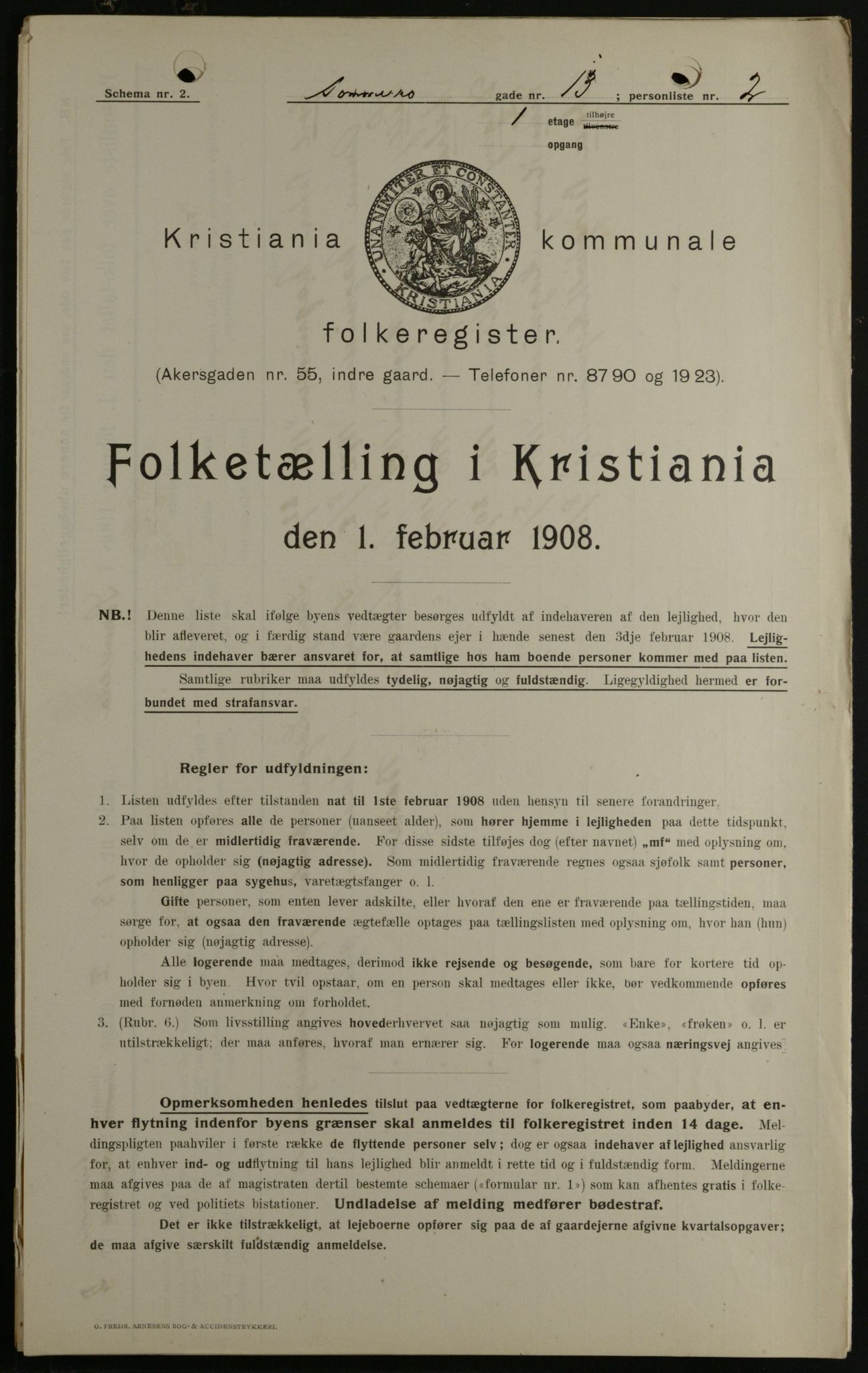 OBA, Municipal Census 1908 for Kristiania, 1908, p. 89854