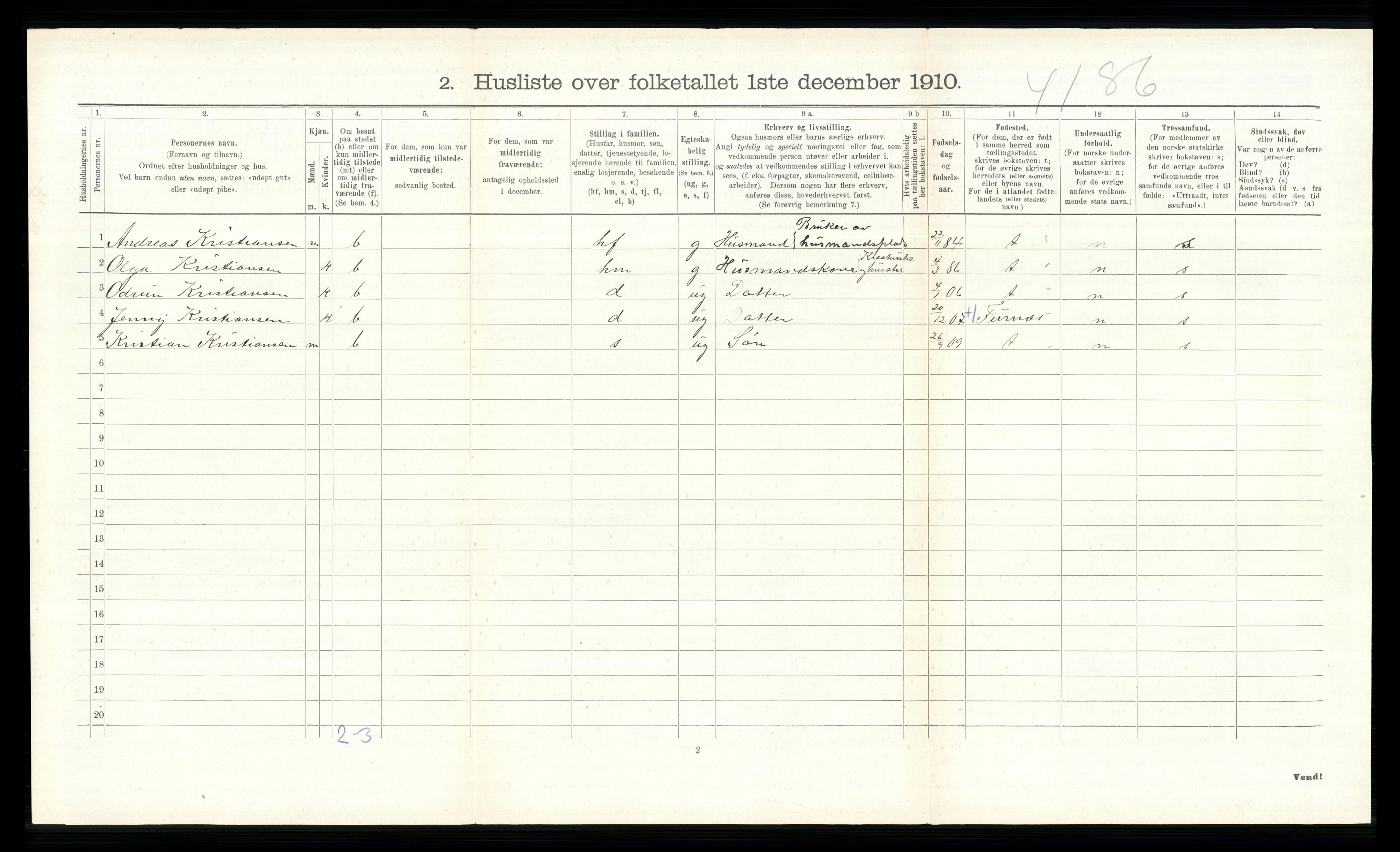 RA, 1910 census for Ringsaker, 1910, p. 1106