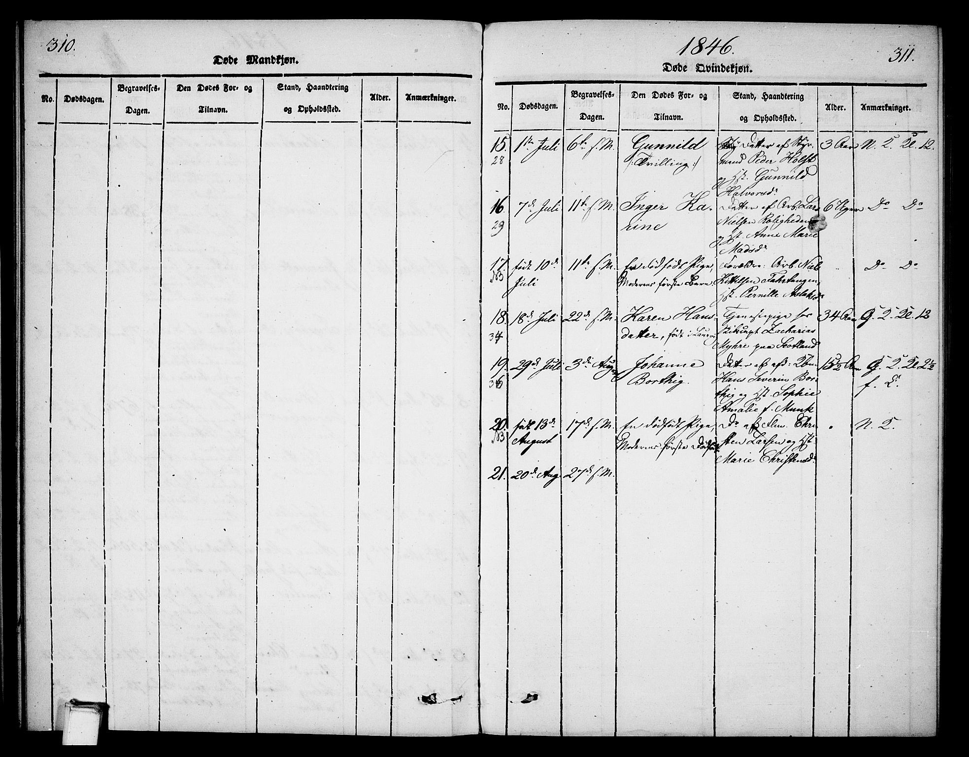 Skien kirkebøker, SAKO/A-302/G/Ga/L0003: Parish register (copy) no. 3, 1843-1847, p. 310-311