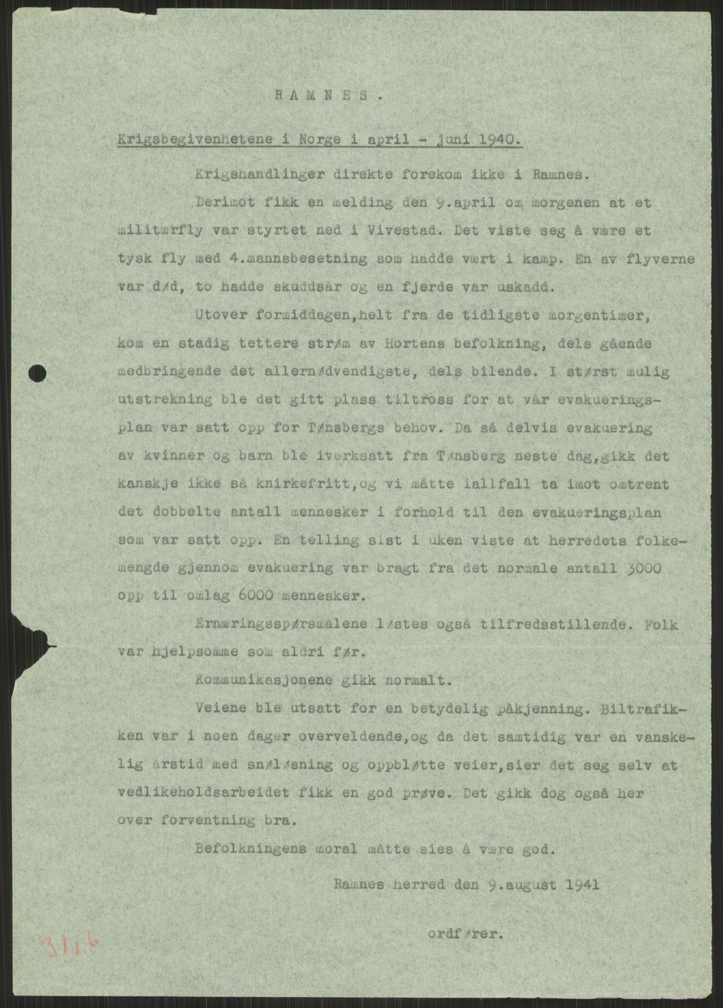 Forsvaret, Forsvarets krigshistoriske avdeling, AV/RA-RAFA-2017/Y/Ya/L0014: II-C-11-31 - Fylkesmenn.  Rapporter om krigsbegivenhetene 1940., 1940, p. 574