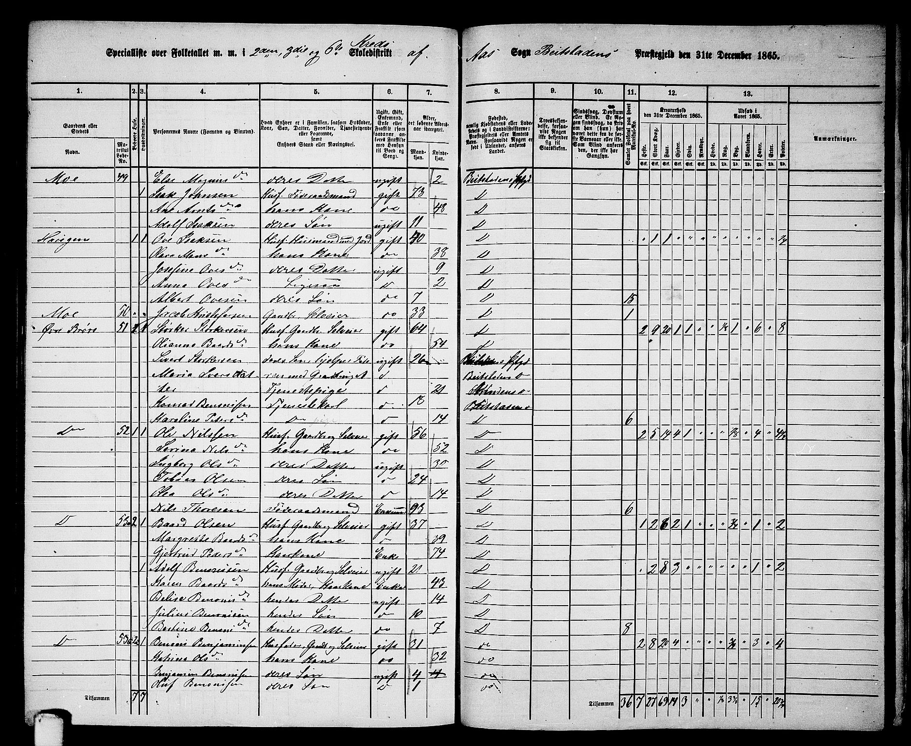 RA, 1865 census for Beitstad, 1865, p. 194