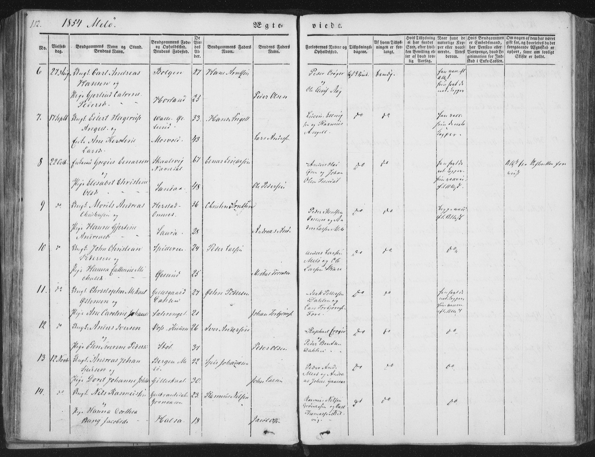 Ministerialprotokoller, klokkerbøker og fødselsregistre - Nordland, AV/SAT-A-1459/841/L0604: Parish register (official) no. 841A09 /2, 1845-1862, p. 112