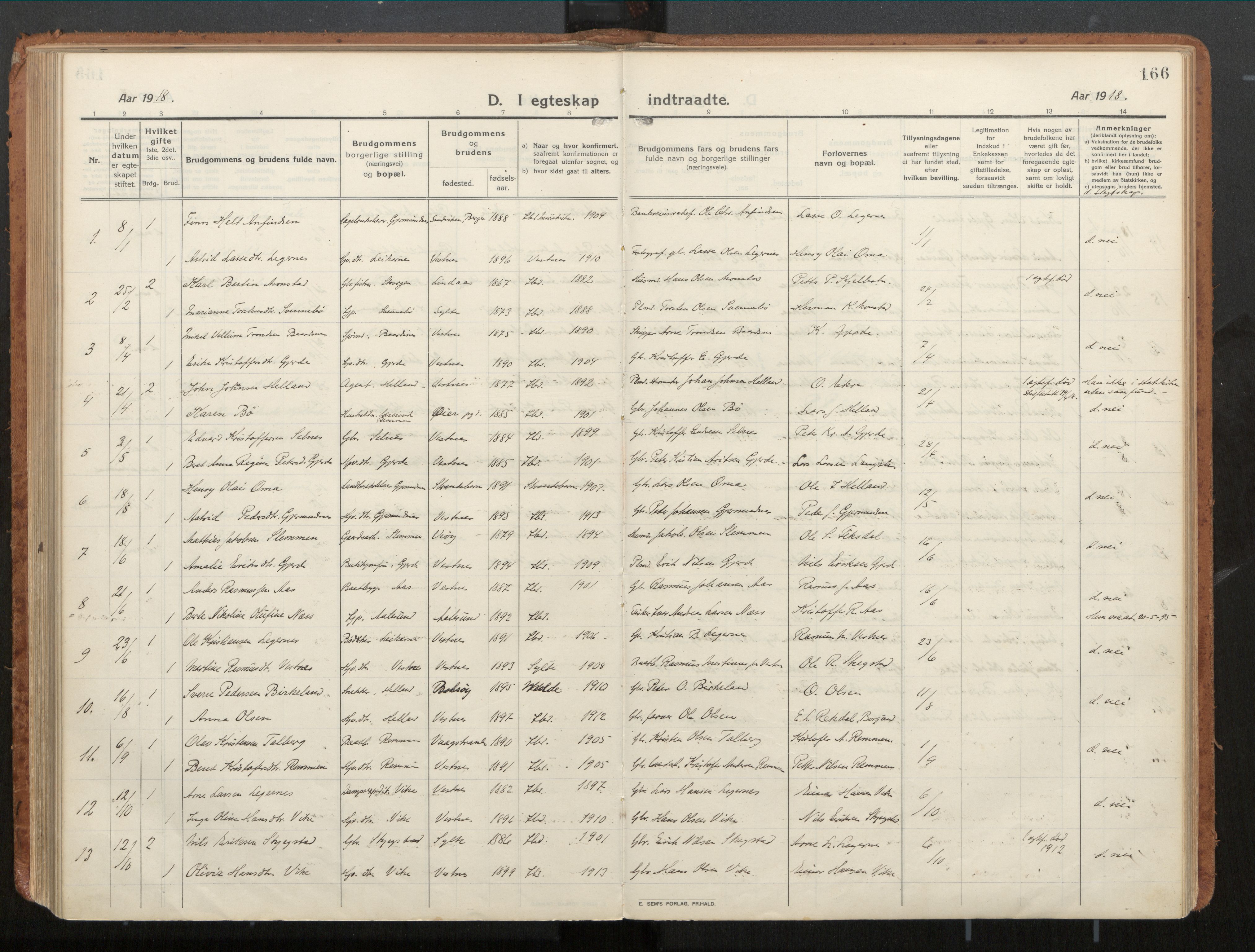 Ministerialprotokoller, klokkerbøker og fødselsregistre - Møre og Romsdal, AV/SAT-A-1454/539/L0534a: Parish register (official) no. 539A08, 1912-1935, p. 166