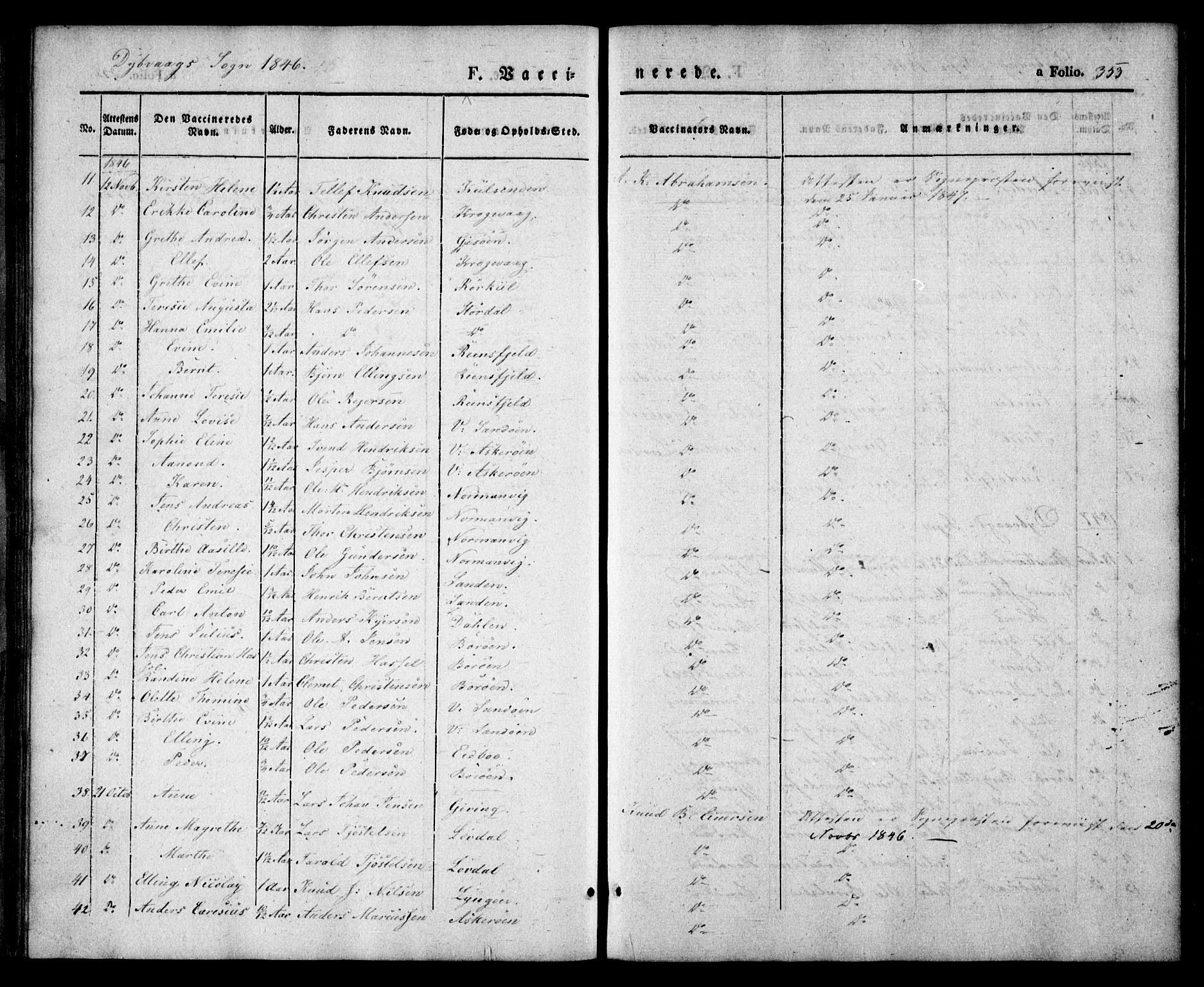 Dypvåg sokneprestkontor, AV/SAK-1111-0007/F/Fa/Faa/L0005: Parish register (official) no. A 5, 1841-1854, p. 353