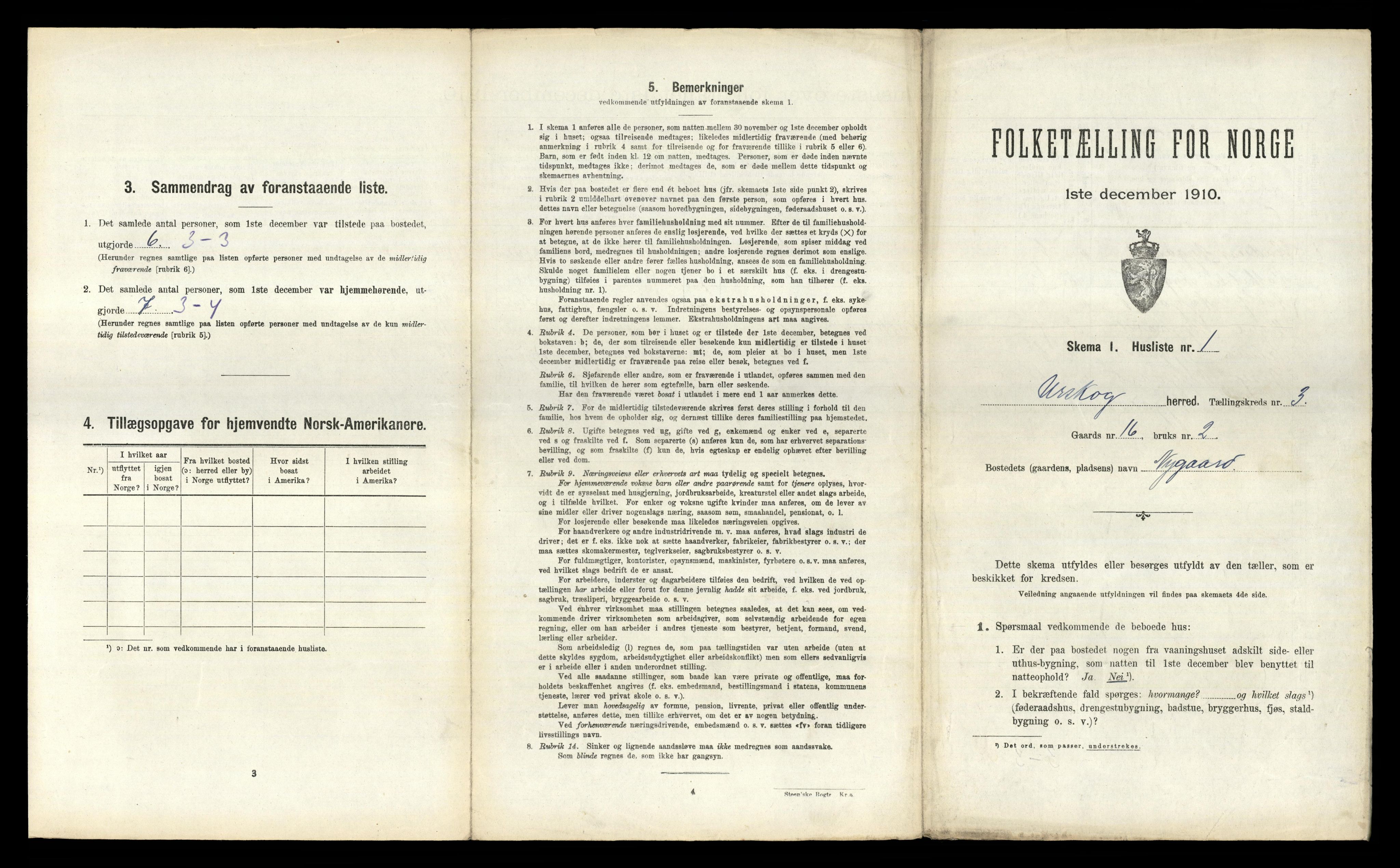 RA, 1910 census for Aurskog, 1910, p. 411