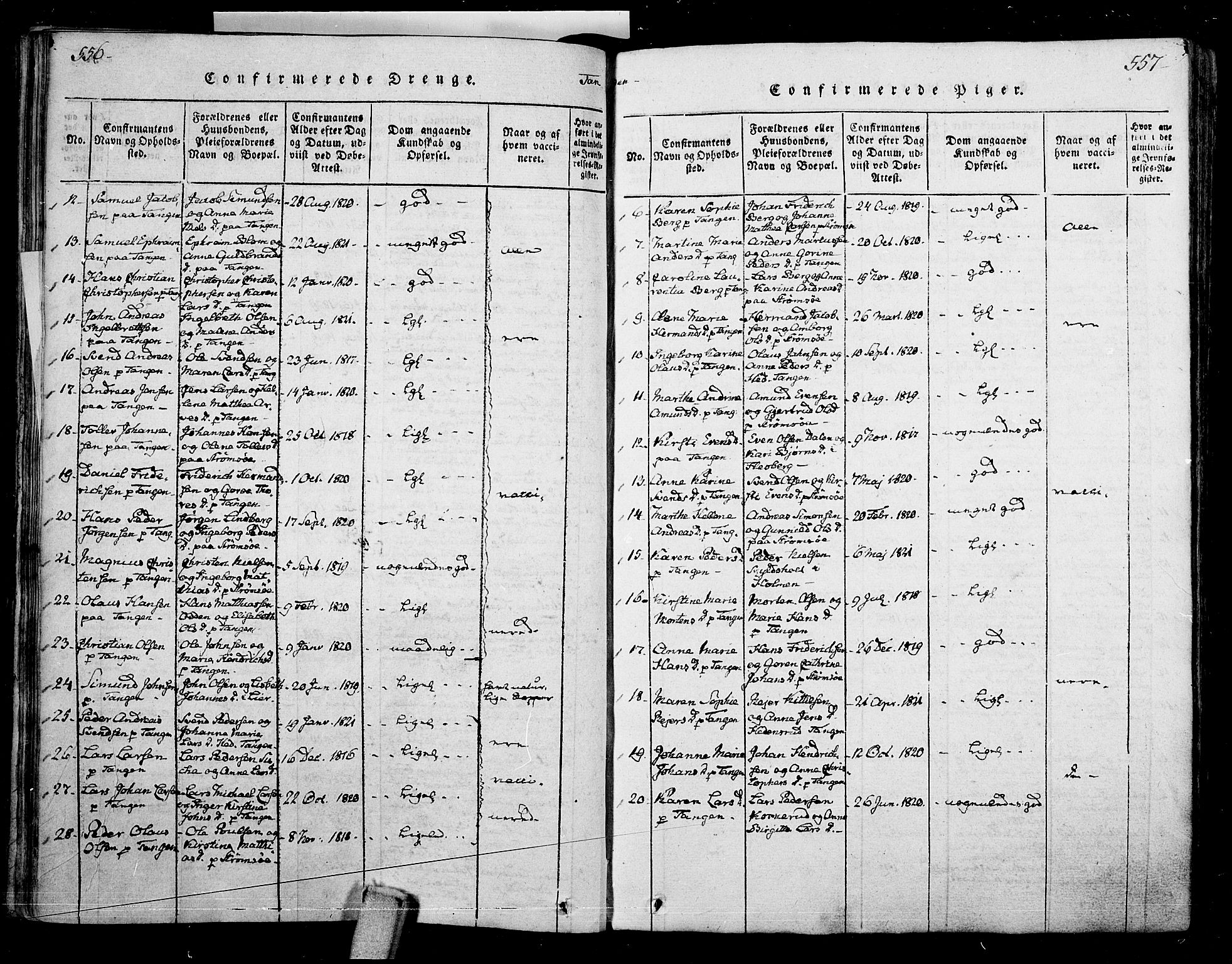 Skoger kirkebøker, AV/SAKO-A-59/F/Fa/L0002: Parish register (official) no. I 2 /2, 1814-1842, p. 556-557