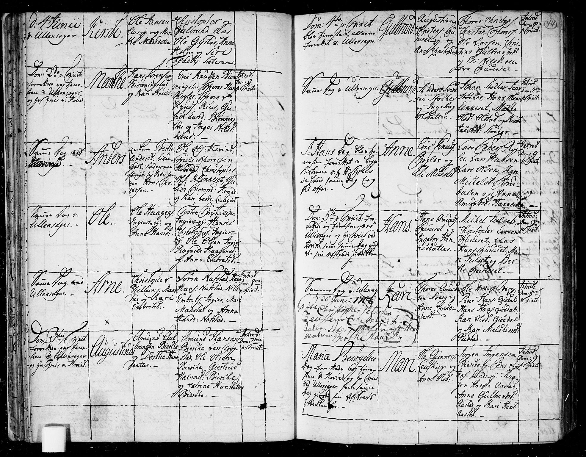 Ullensaker prestekontor Kirkebøker, AV/SAO-A-10236a/F/Fa/L0006: Parish register (official) no. I 6, 1762-1785, p. 44