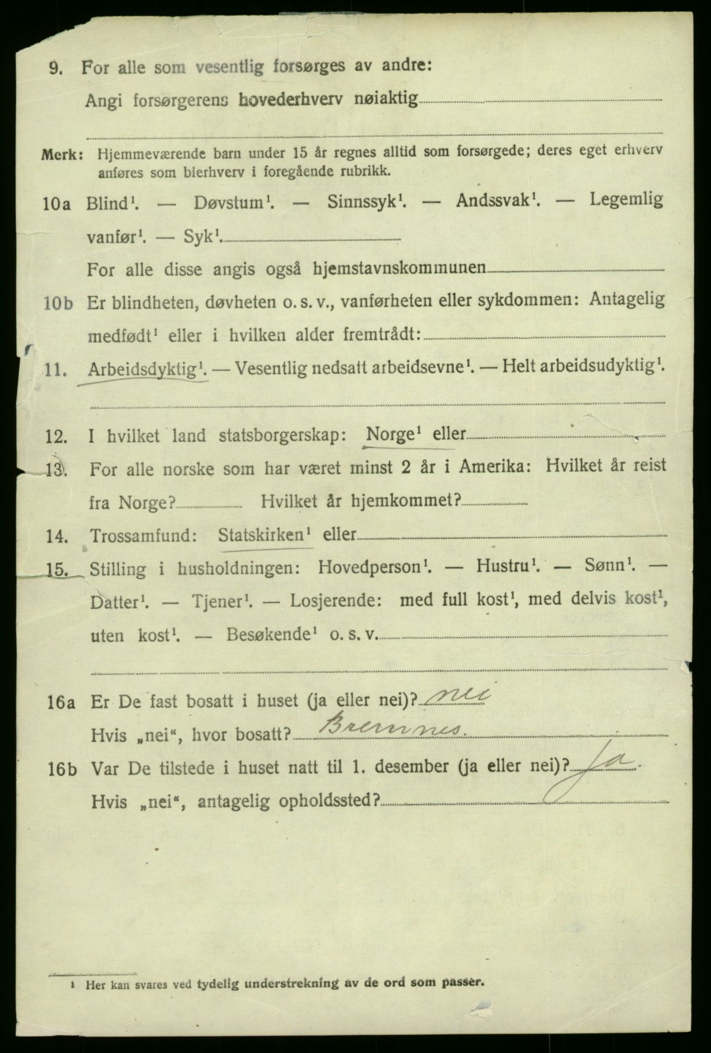 SAB, 1920 census for Stord, 1920, p. 9412