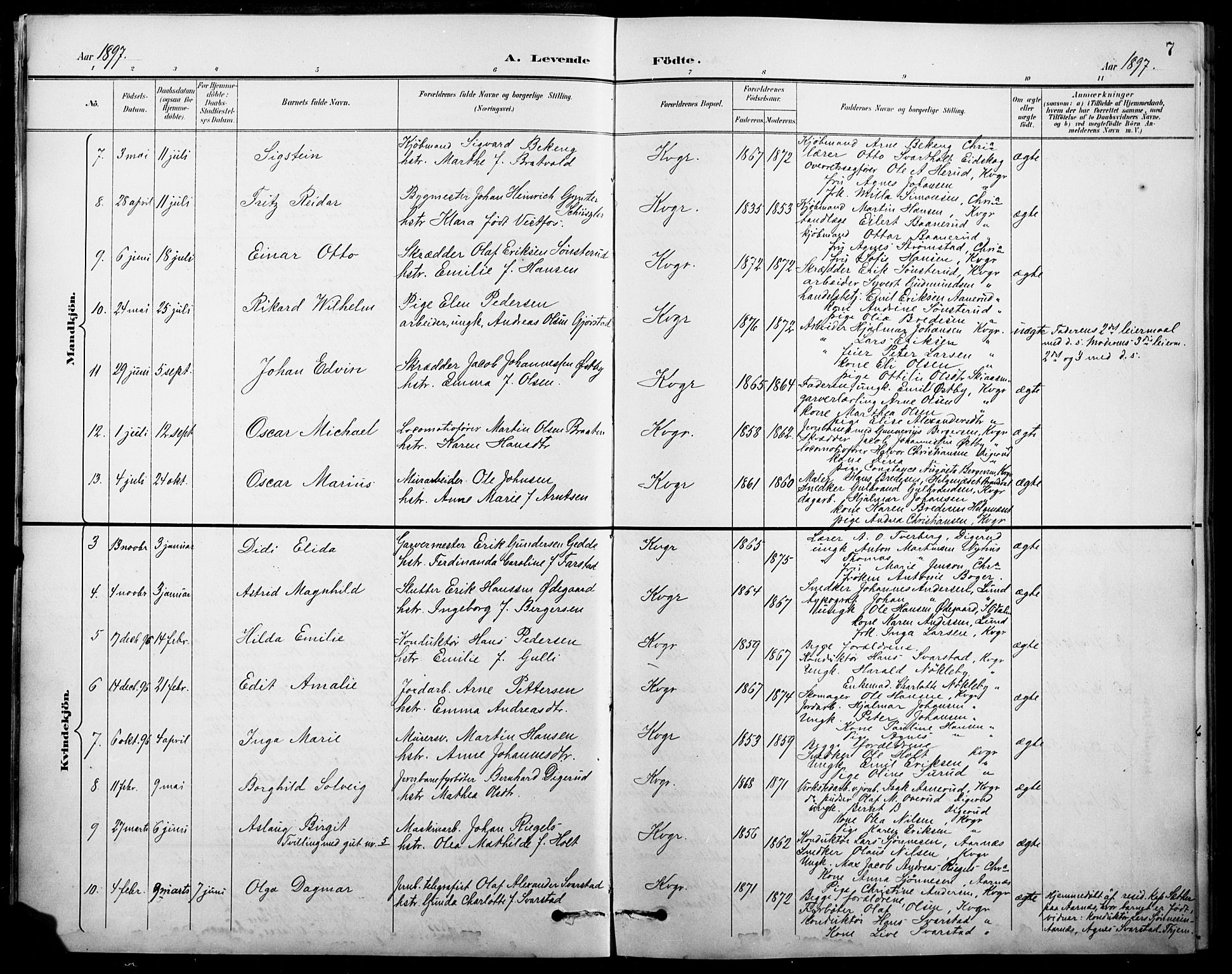 Vinger prestekontor, SAH/PREST-024/H/Ha/Hab/L0005: Parish register (copy) no. 5, 1895-1920, p. 7