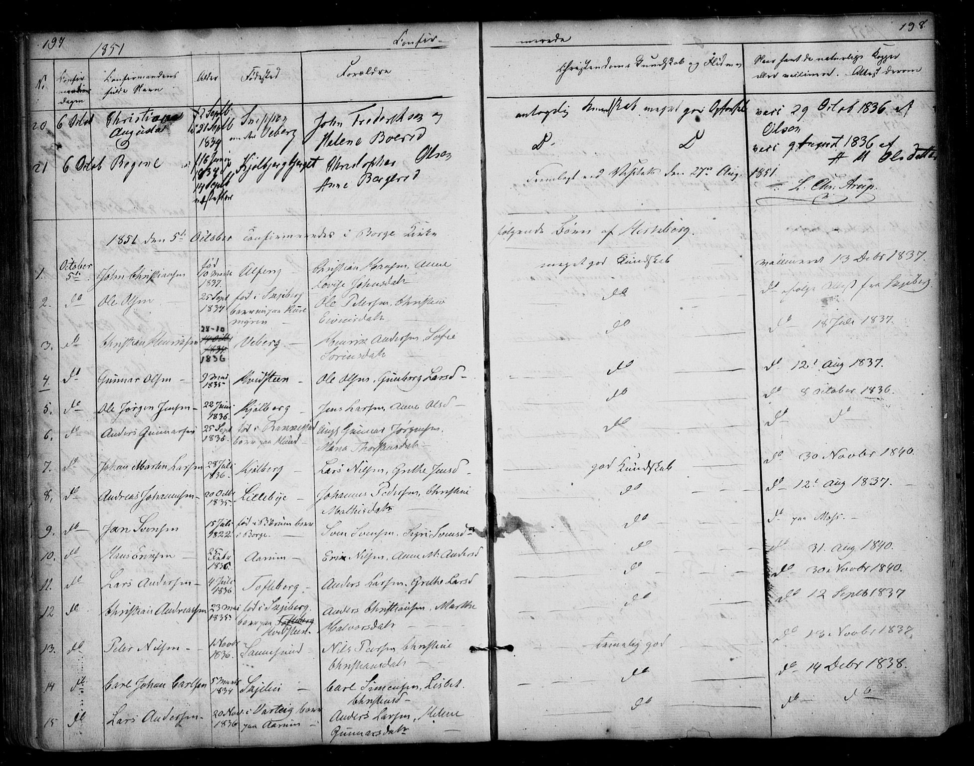 Borge prestekontor Kirkebøker, AV/SAO-A-10903/F/Fa/L0005: Parish register (official) no. I 5, 1848-1860, p. 197-198