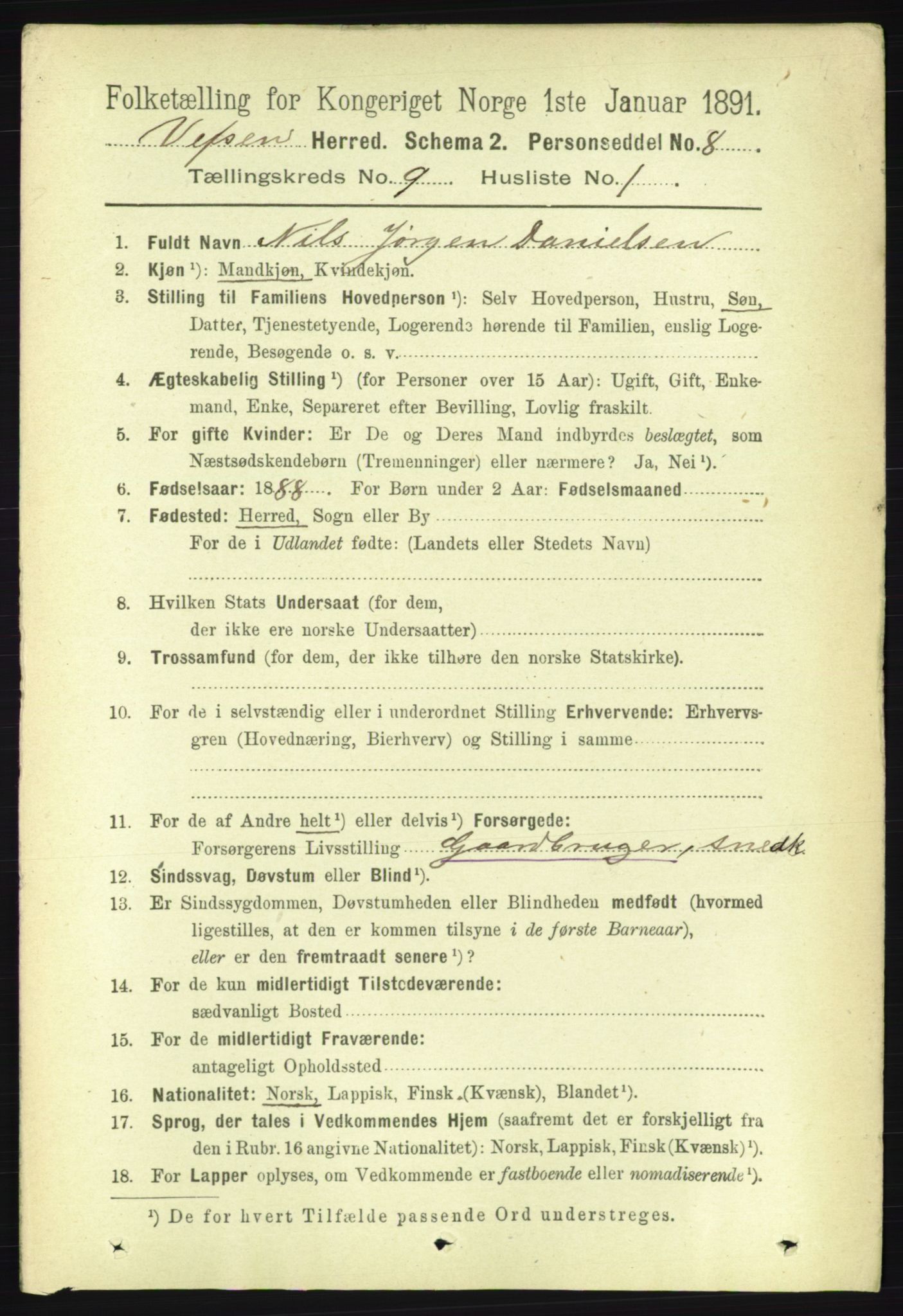 RA, 1891 census for 1824 Vefsn, 1891, p. 4703