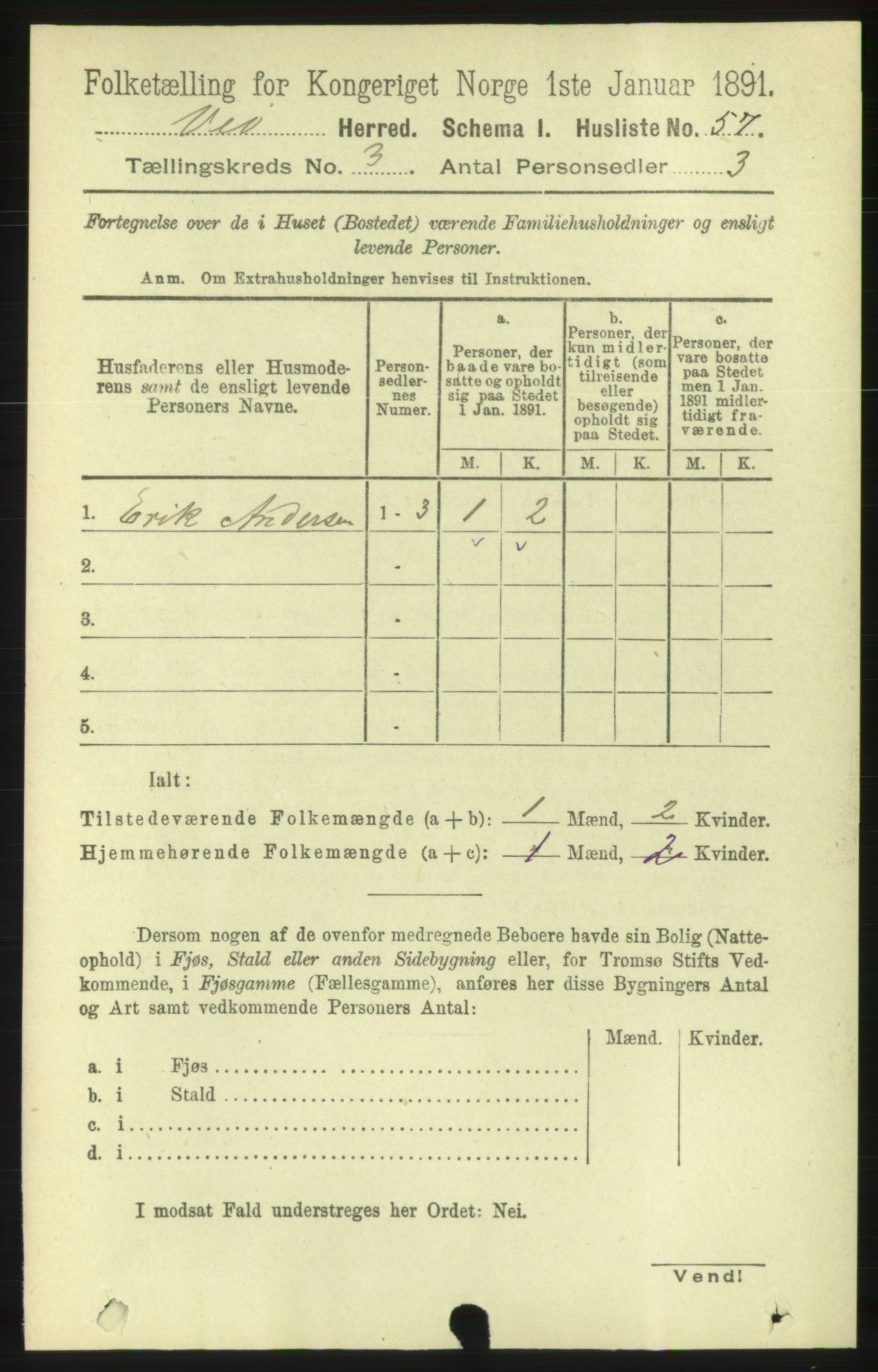 RA, 1891 census for 1541 Veøy, 1891, p. 1417