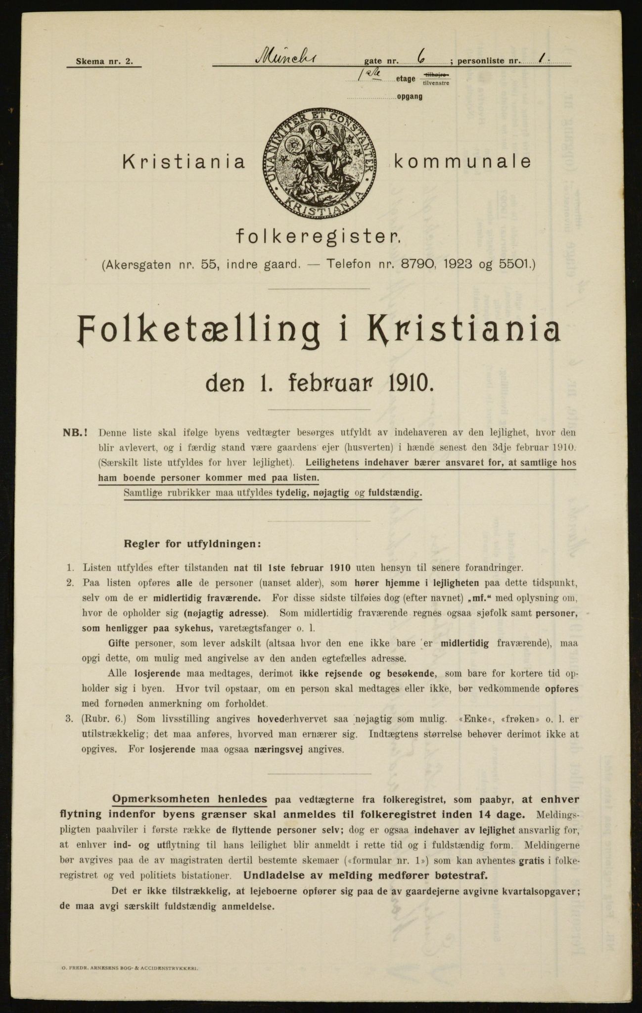 OBA, Municipal Census 1910 for Kristiania, 1910, p. 64447