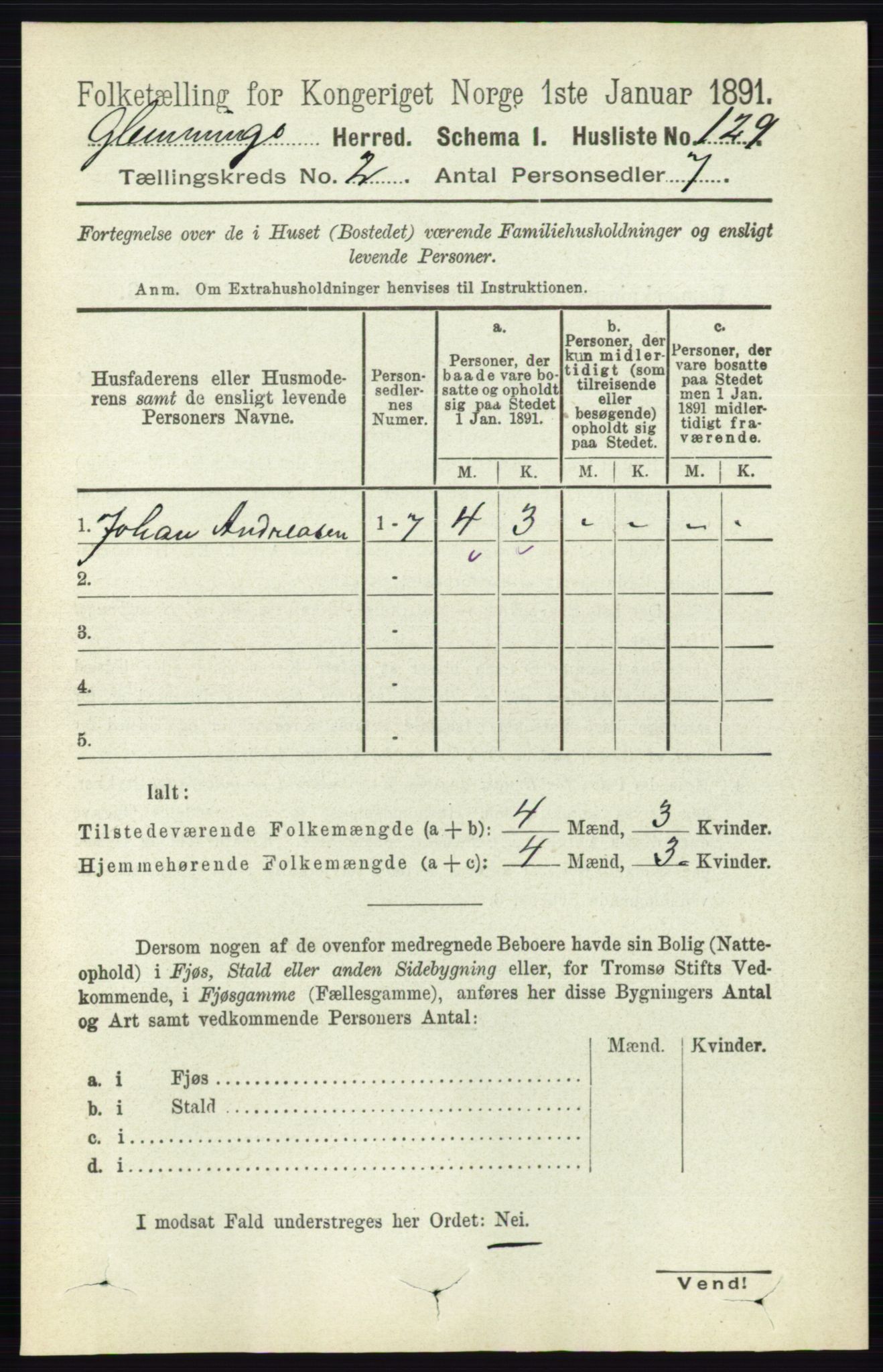 RA, 1891 census for 0132 Glemmen, 1891, p. 544