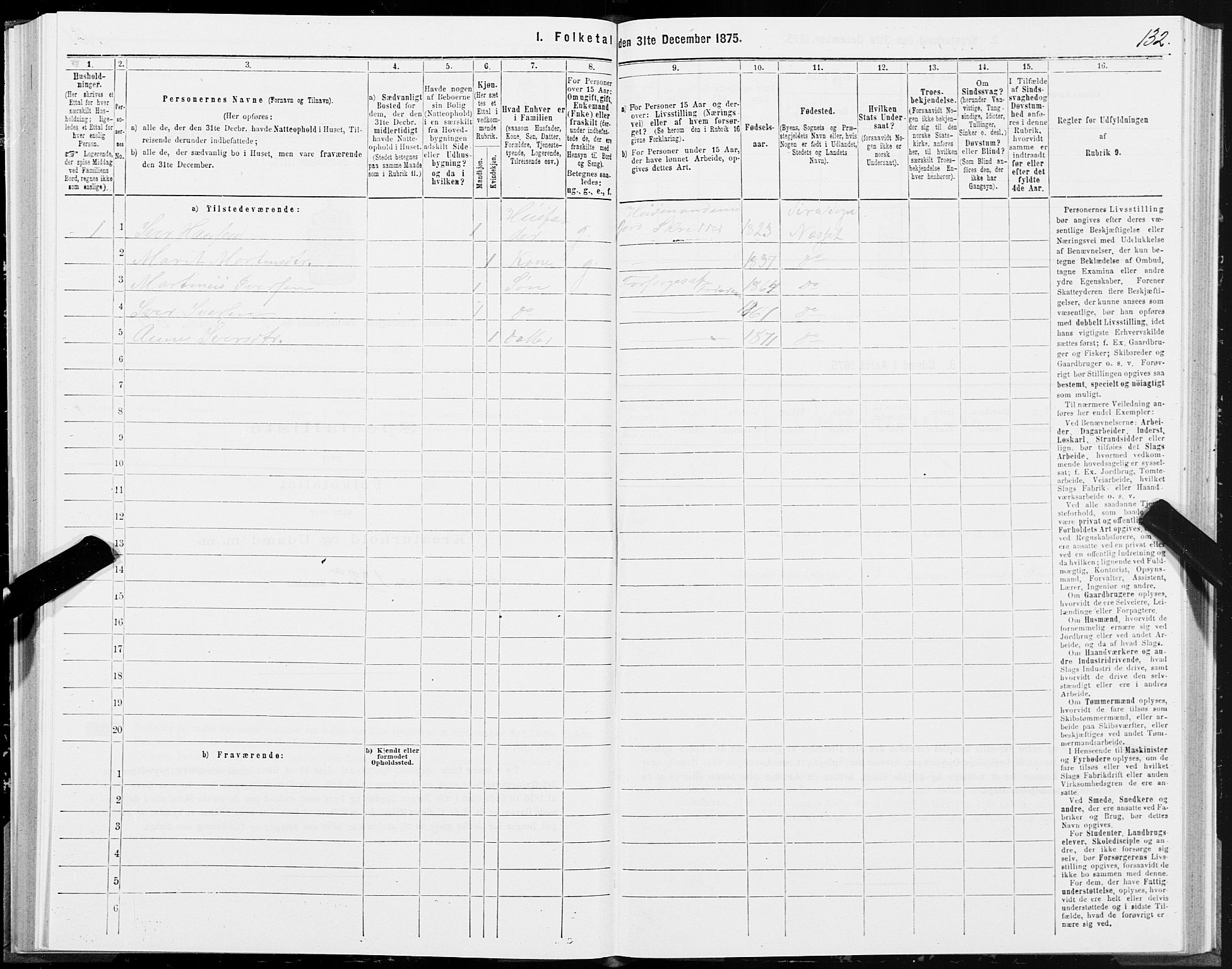 SAT, 1875 census for 1543P Nesset, 1875, p. 3132