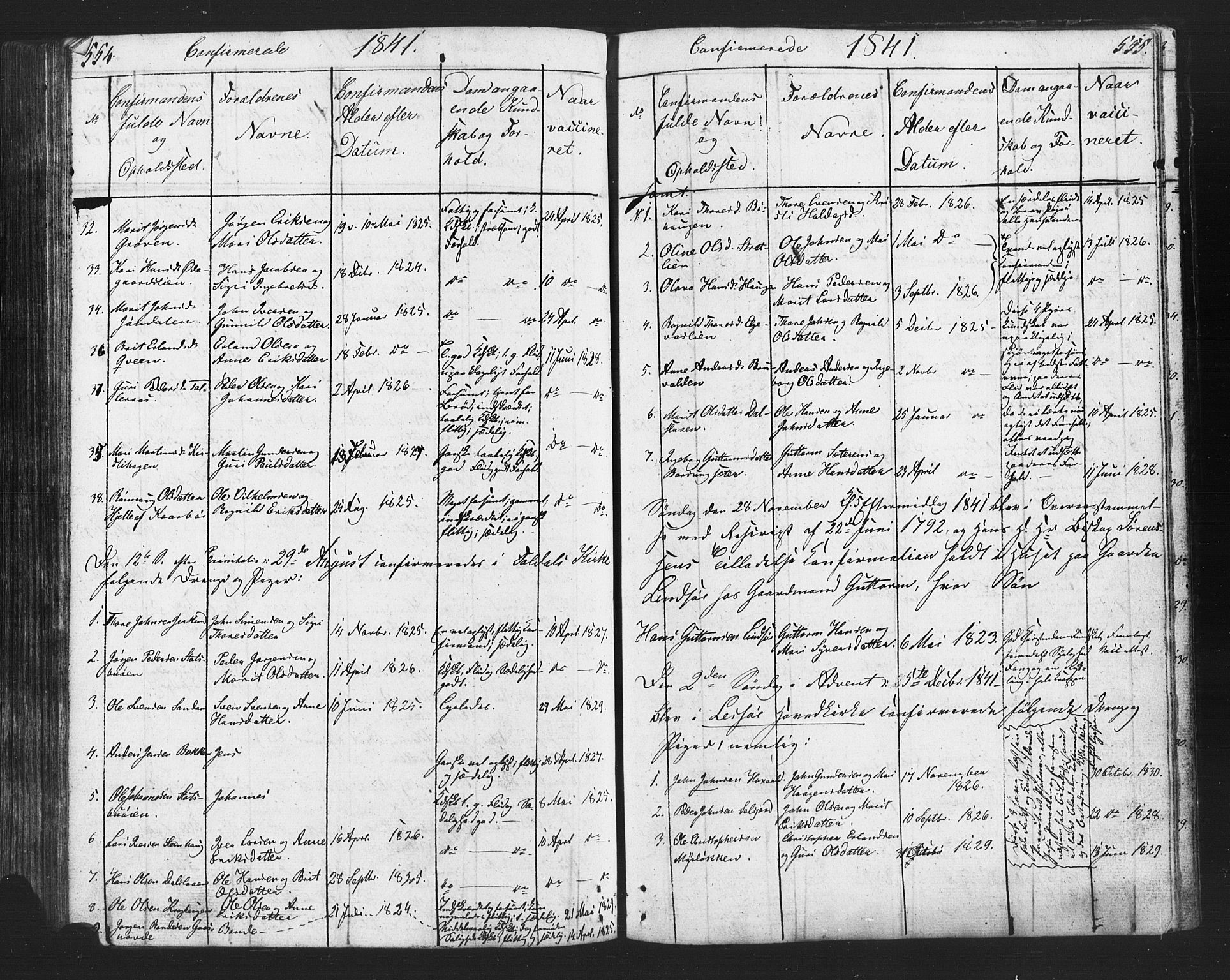 Lesja prestekontor, AV/SAH-PREST-068/H/Ha/Hab/L0002: Parish register (copy) no. 2, 1832-1850, p. 554-555