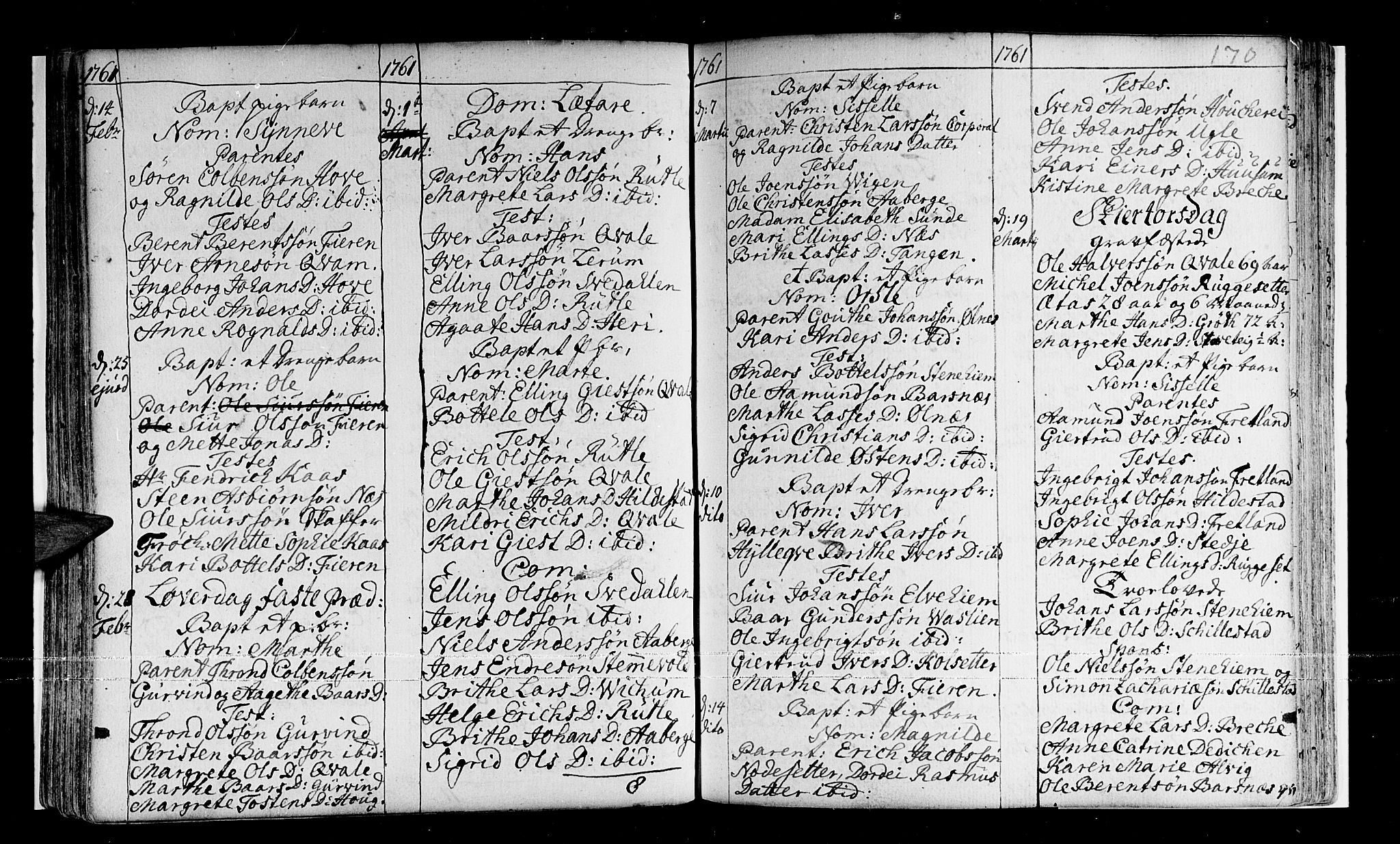 Sogndal sokneprestembete, AV/SAB-A-81301/H/Haa/Haaa/L0003: Parish register (official) no. A 3, 1747-1768, p. 170