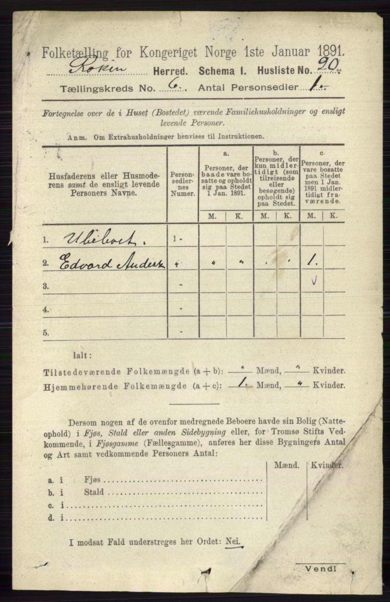 RA, 1891 census for 0627 Røyken, 1891, p. 3636